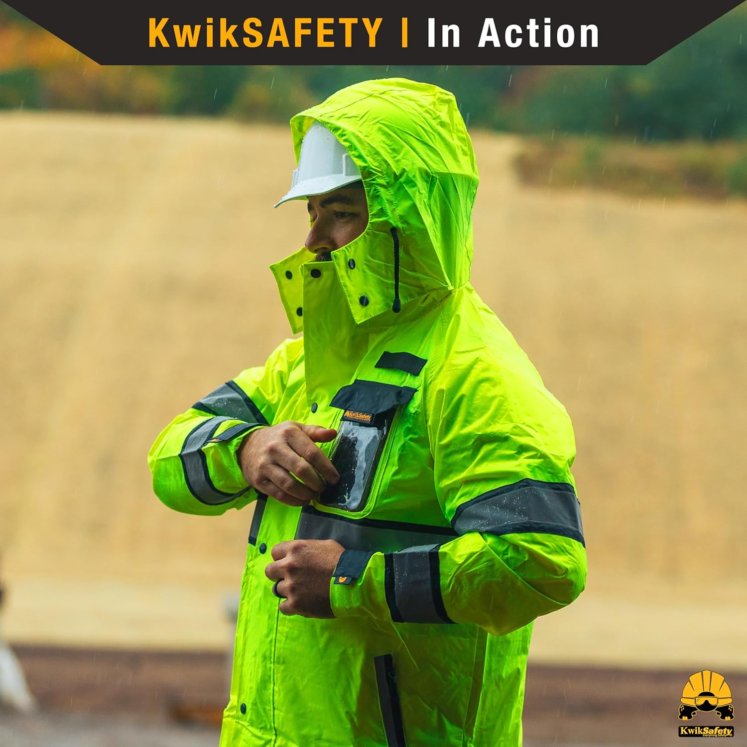 KwikSafety - Charlotte, NC - TORRENT Rain Jacket & Trench Coat ANSI OSHA Class 3 High Visibility Jacket Hi Vis Rain Gear - Image 7