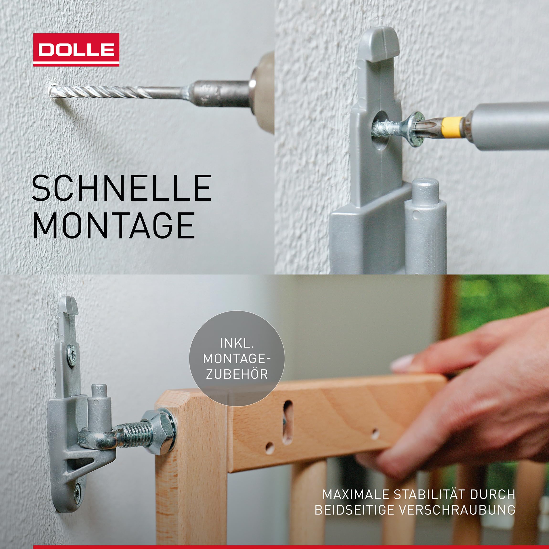 DOLLE Treppenschutzgitter Metall schwarz Breite 62,5-106,8 cm Einhand-Sicherheitsverschluss