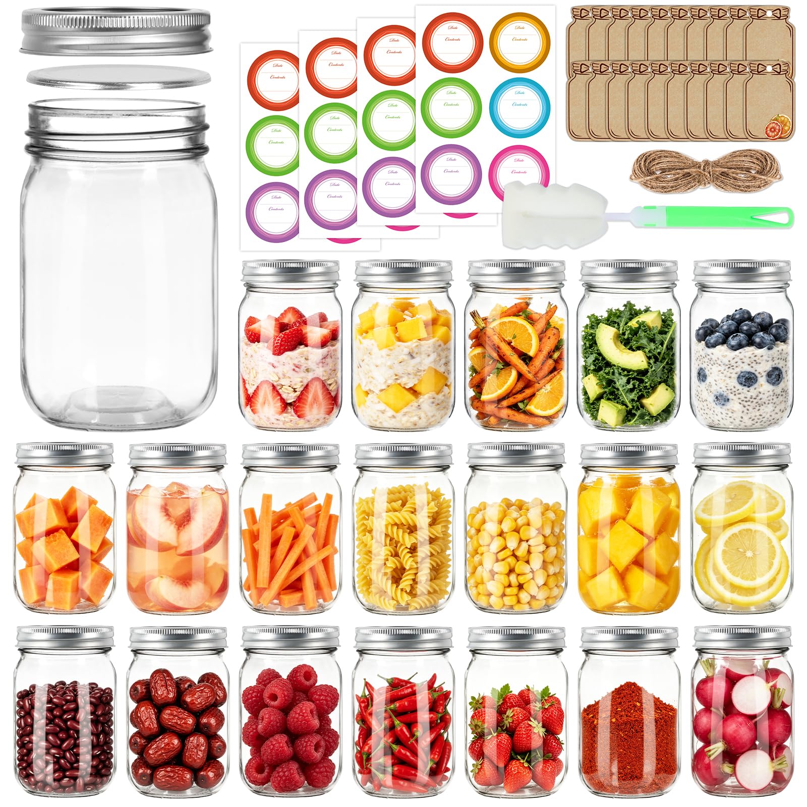 Jaisie.W 12 oz Mason Jars 20 Pack