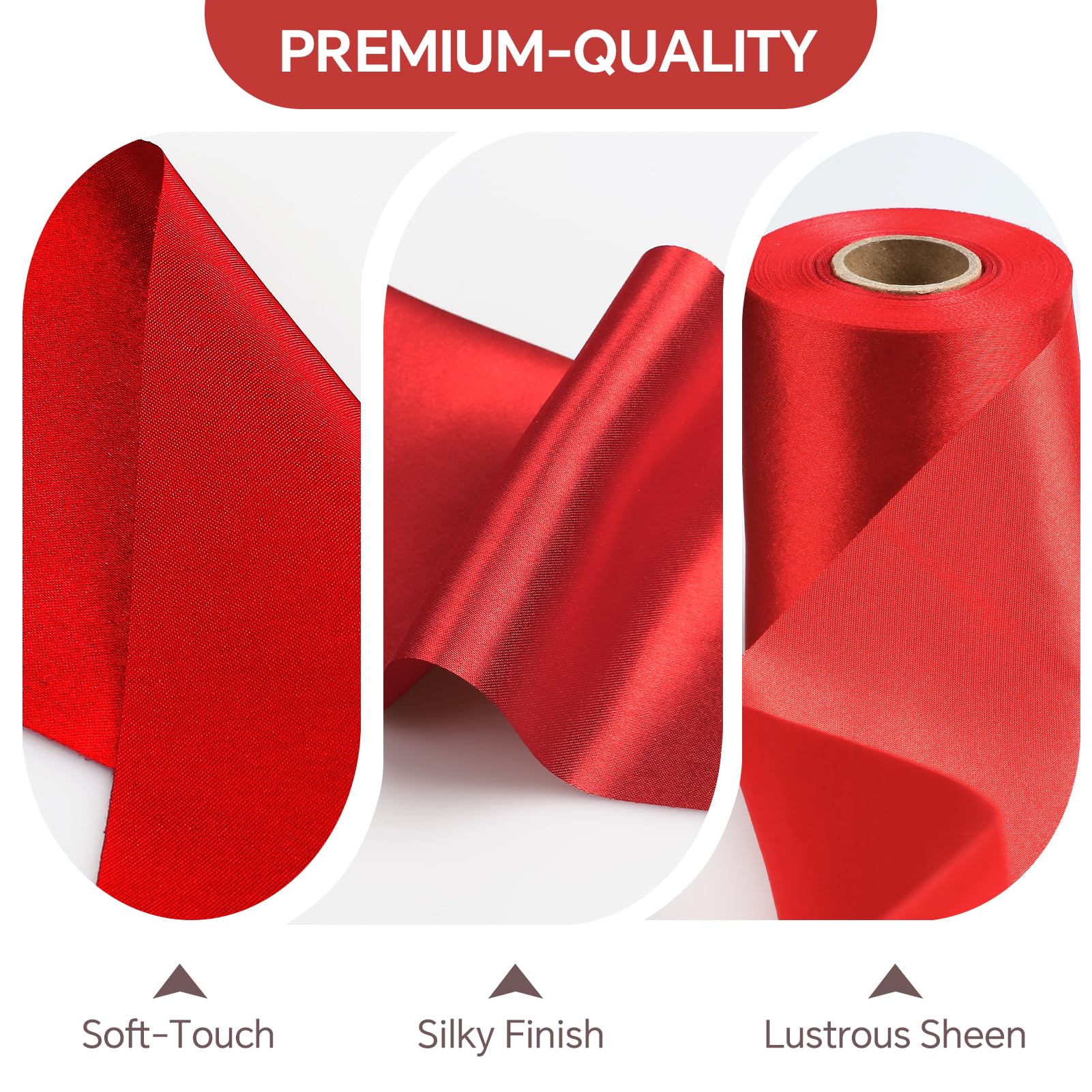 Satijnen lint rood 10 cm x 20 m, cadeaulint, decoratief rood satijnen