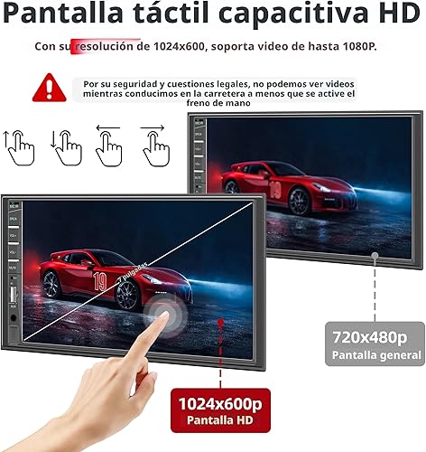 Miniatura 6 de Estéreo de coche doble DIN con cámara de tablero  Soporte de receptor de radio de coche con pantalla táctil de 7 pulgadas con Apple Carplay y
