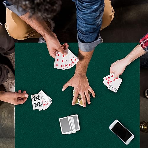 Miniatura 5 de Funda de fieltro para mesas cuadradas de 36 a 38 pulgadas, mantel para juegos de póquer, mahjong, puente y mesa, color verde