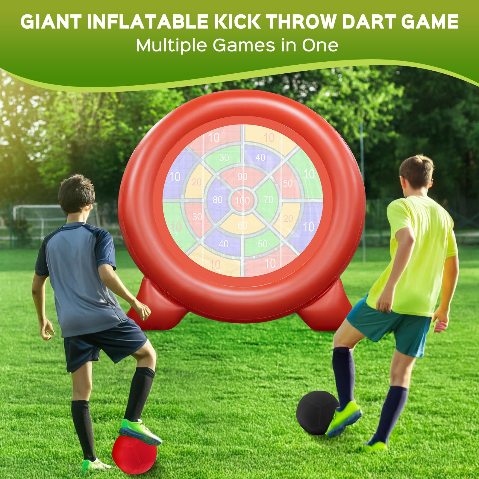 Jeu de Fléchettes Gonflable, Jeu de Fléchettes Géant avec Pompe à Air, Jeu Gonflable de Golf & Football pour Enfants Adultes et Famille, 1,8 de Haut Étanche, Jeu de Jardin Extérieur