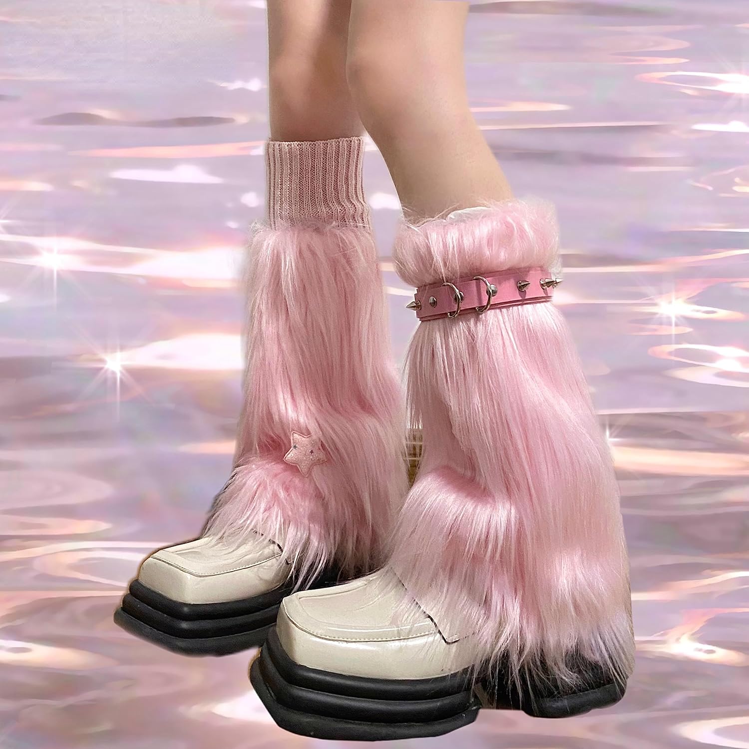 [JUNENTER] 2個セット 美的 Y2K レッグウォーマー レディース ガールズ かわいい ふわふわ 原宿系 レッグウォーマー