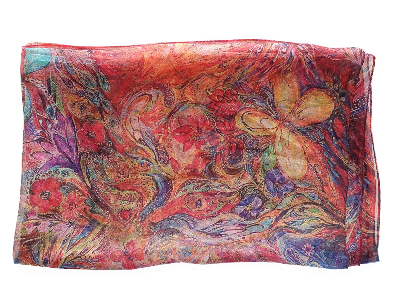 Sciarpa da donna in 100% seta, leggera, di lusso, 68 x 43 cm Color001. 90