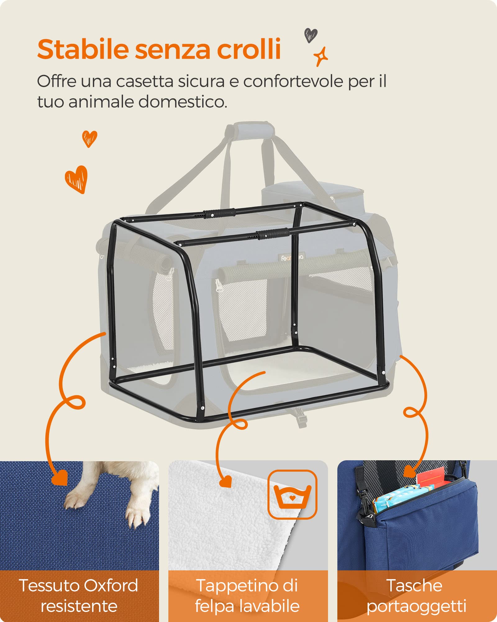 Trasportino Per Cani E Gatti BAKAJI Pieghevole - Blu Con Ciotola E Tappetino - Foto 5