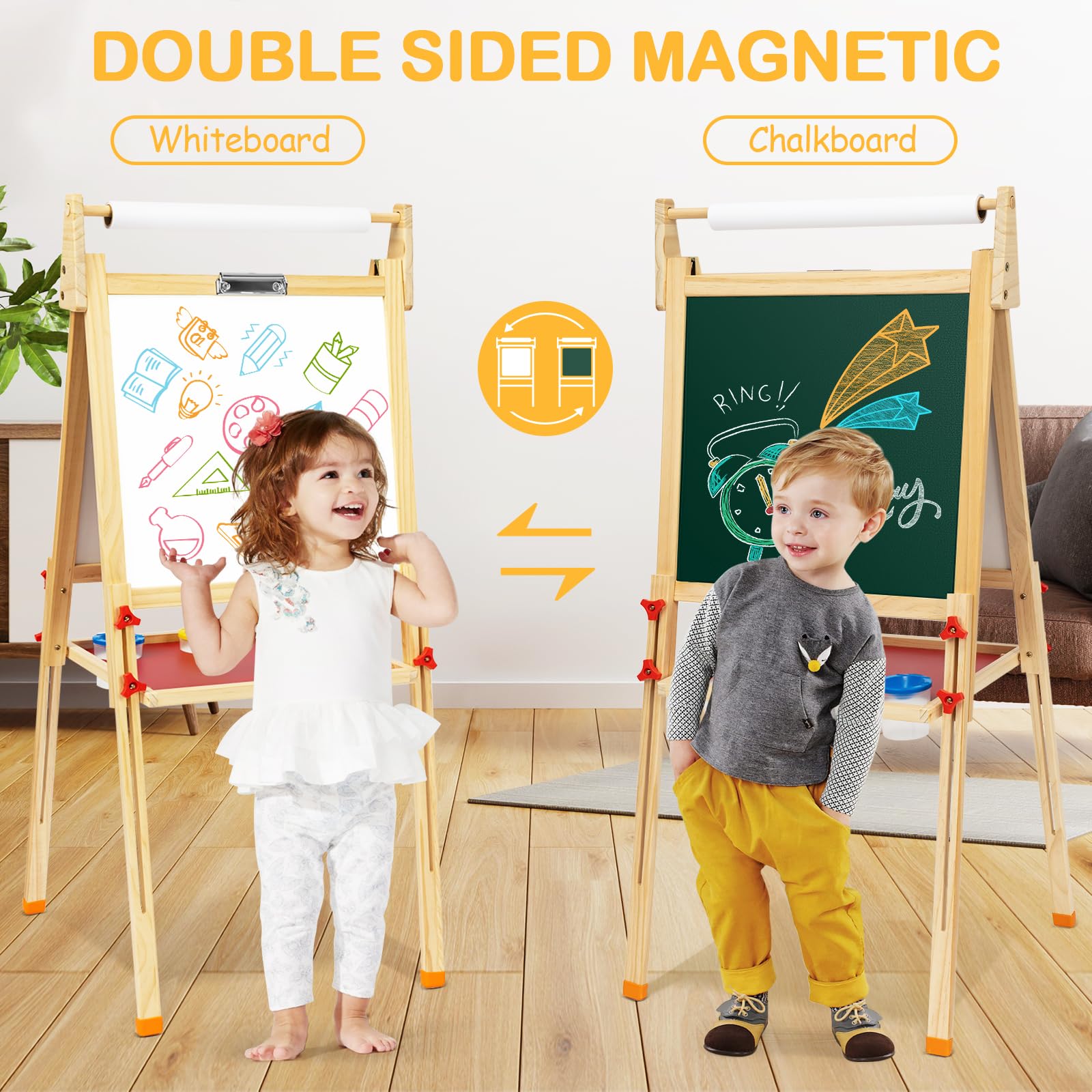 Amazon.co.jp: 子供用アートイーゼル 画用紙ロール付き 学習玩具