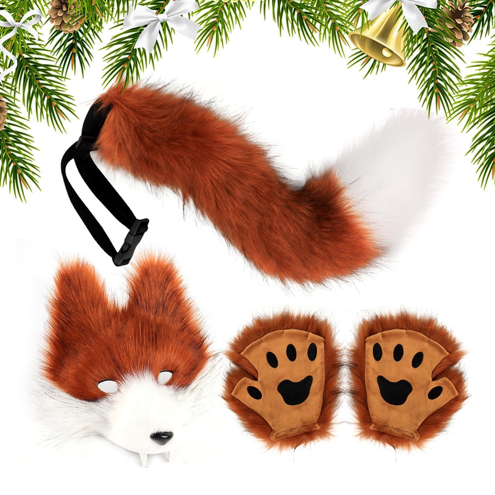 Générique Wolf Tail And Ears | Dress Up Party Faux Paw Gloves And Tails
