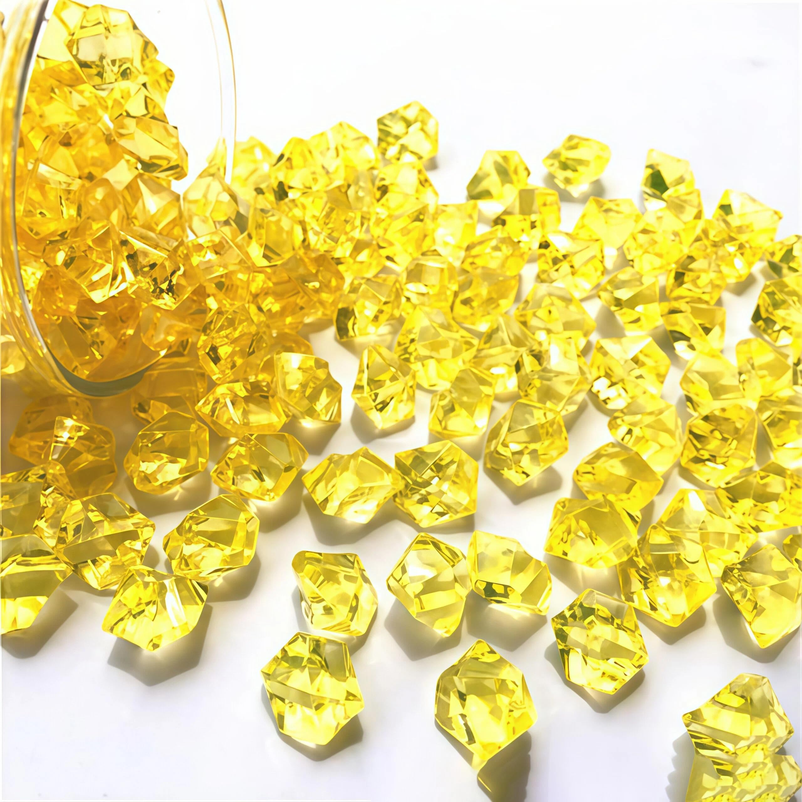 Lot de 200 pierres précieuses en acrylique jaune de qualité supérieure pour décoration de table, vase, aquarium (jaune)