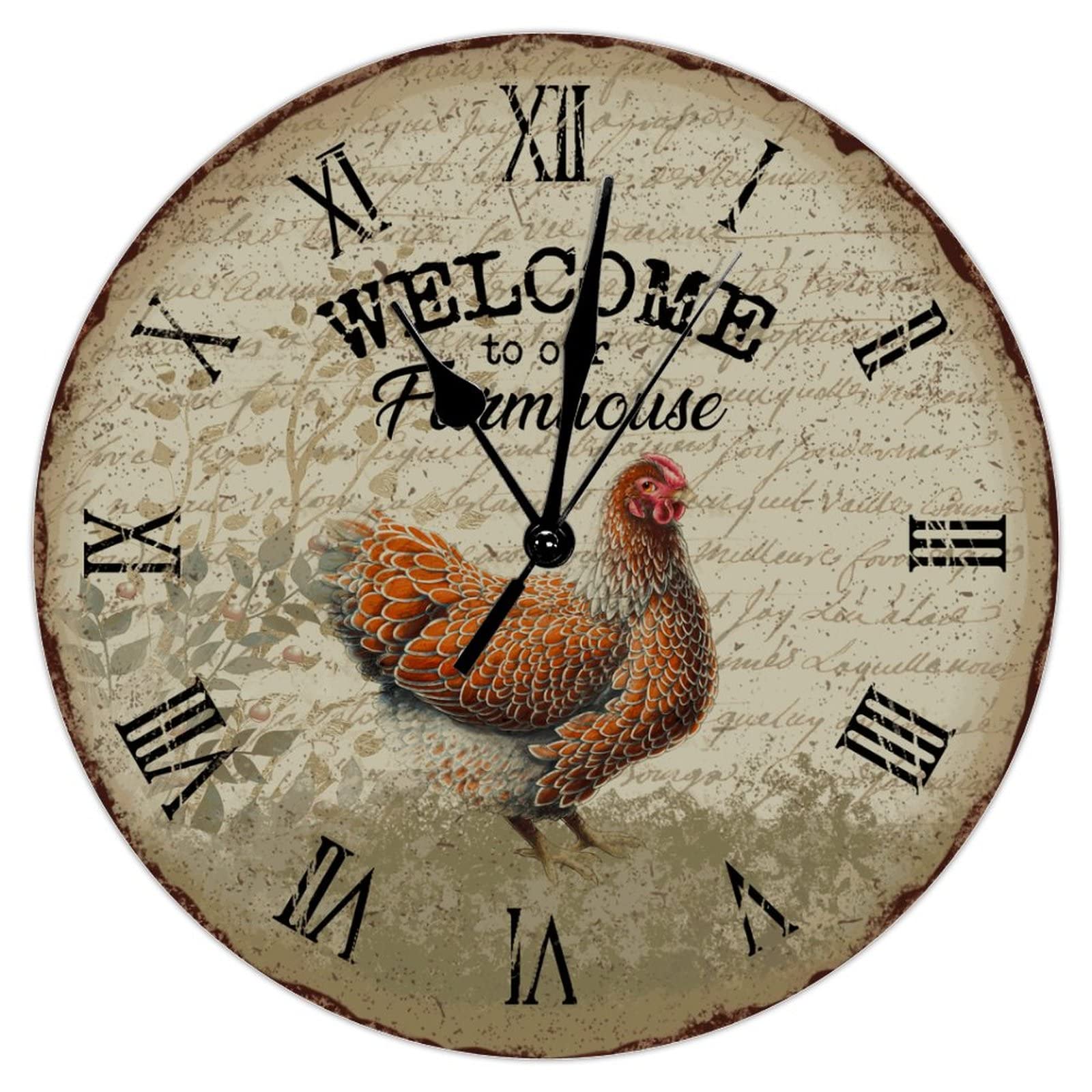 Horloge murale en bois coq pour sublimer votre cuisine rustique et repas en famille