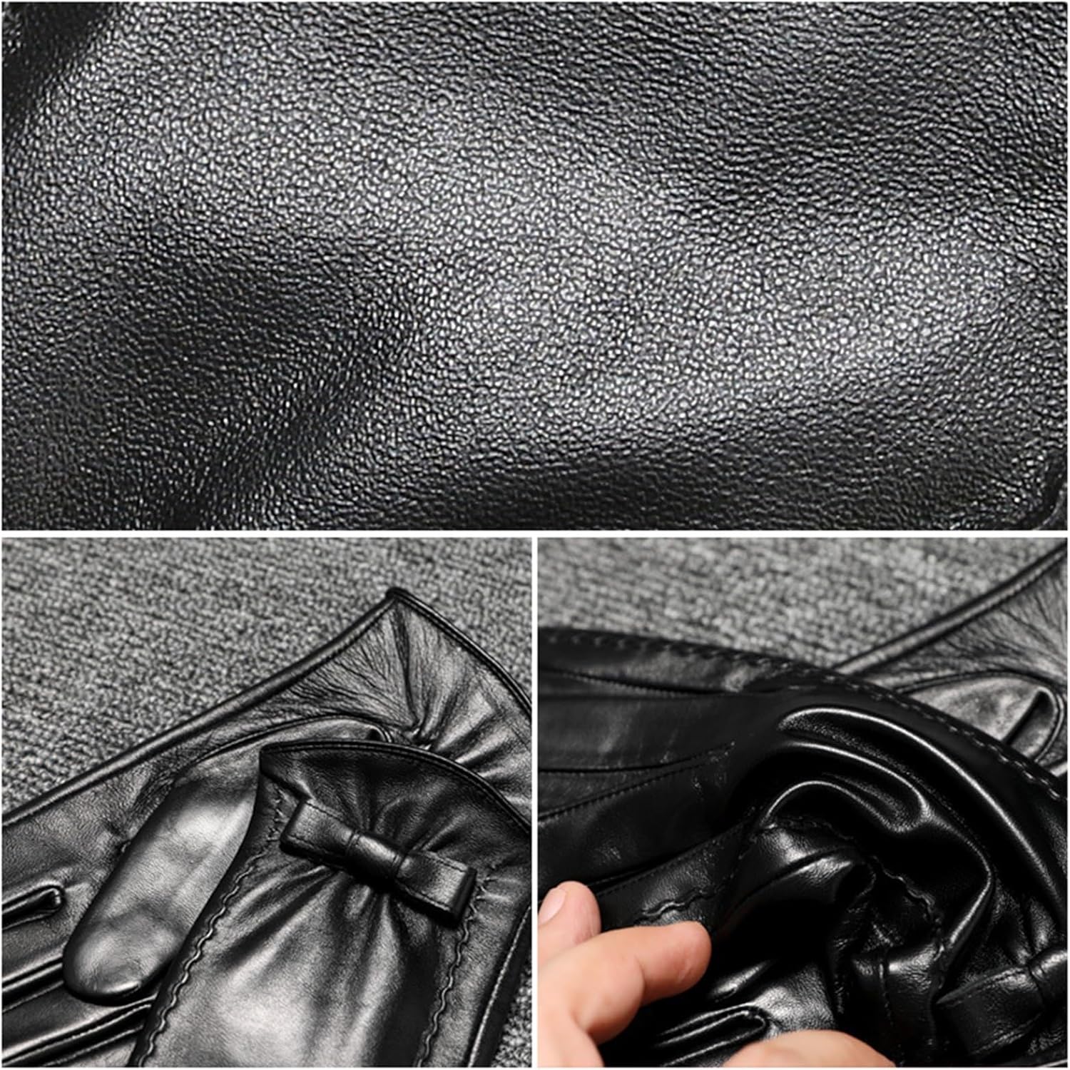 [売店] レディース レザーグローブ 革手袋女性のファッション秋と冬のパッド入りと厚みのある暖かいタッチスクリーン運転乗馬電気自動車