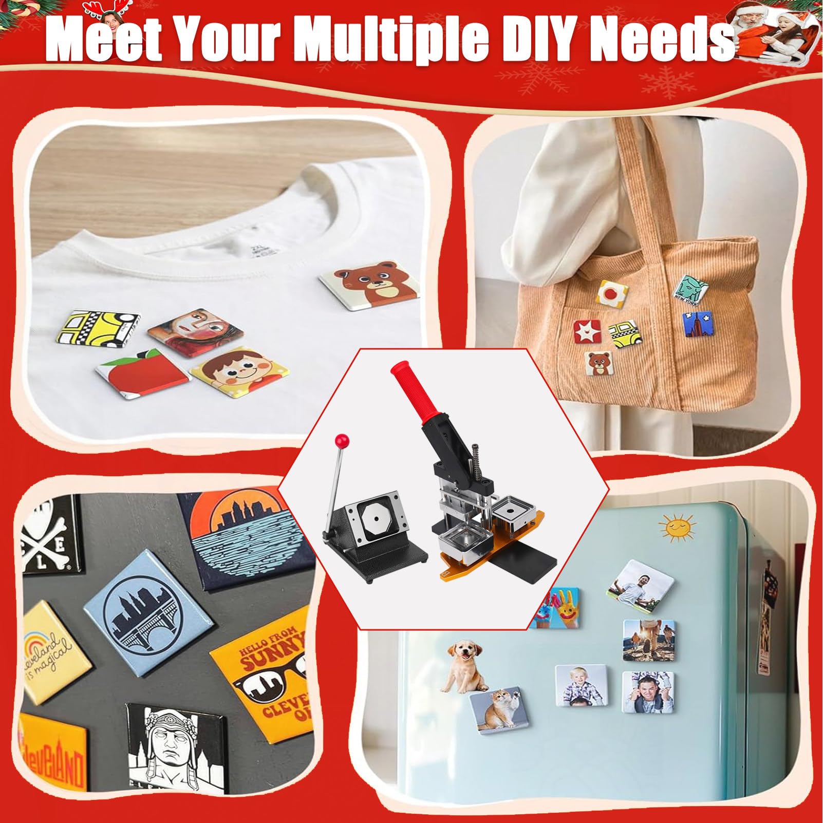 Kit Fai da Te per Magneti Fotografici, Macchina per La Creazione di Magneti,con Taglierina, per Aiutare con I Bambini, Progetti Scolastici APOSS Cutter(Cardboard*1000sets)-50 * 50mm