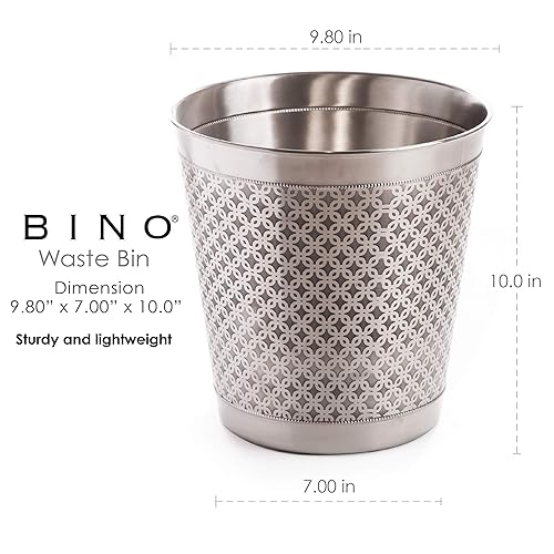 Miniatura 4 de BINO Cesta de basura de metal para el hogar, oficina, baño, dormitorio, cocina y más  Papelera para dormitorio  Papelera de escritorio  Artículos
