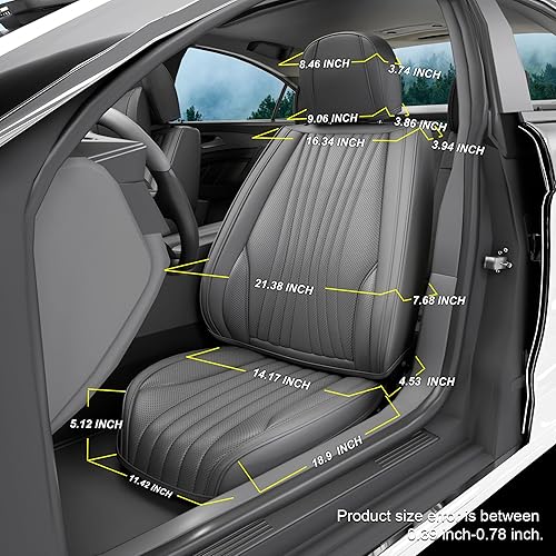 Miniatura 3 de 2 fundas de asiento delantero de automóvil, protectores impermeables de piel de napa para asientos delanteros de automóvil, ajuste interior