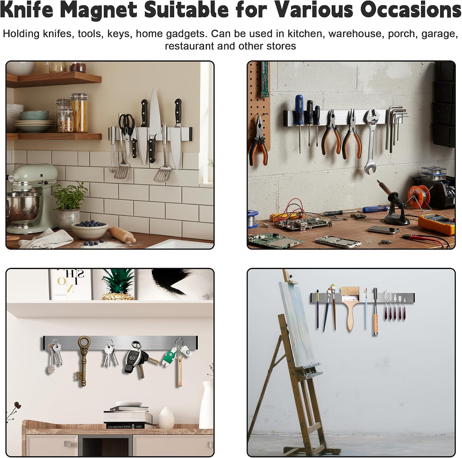 Magnetic Knife Holder for Wall & Fridge, 10.5" Knife Magnetic Strip