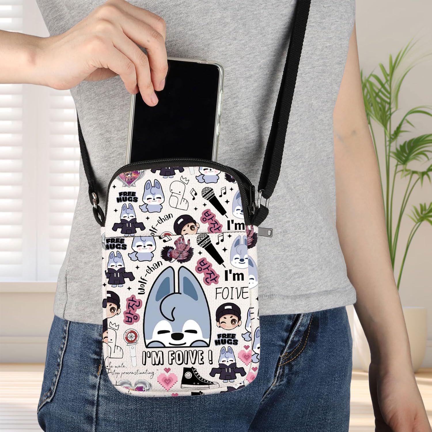 JNIAP Korean Group Stay Crossbody Bag Korean Group Stay Wolf Gifts I'm Foive Gifts Stay Merchandise Stay Wolf Shoulder Bag - Image 3