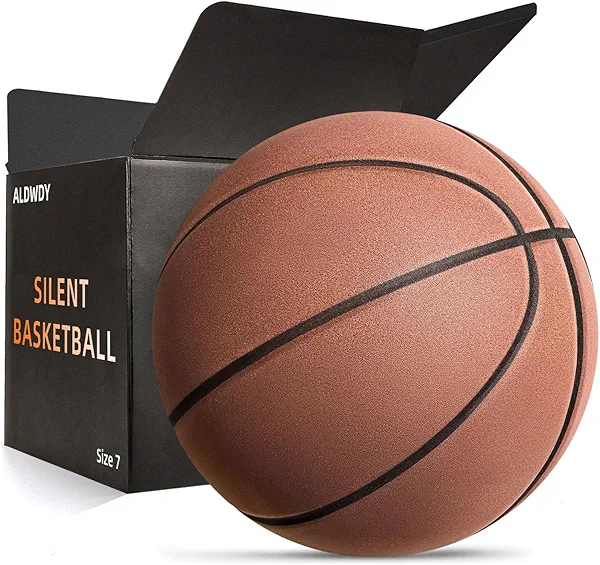 Silent Basketball Size 7 (29.5") – Grooved Airless Indoor Basketball for Quiet Dribbling and Indoor Training, Pro PU High Density Foam Ball – Real Feel Higher Bounce Quieter