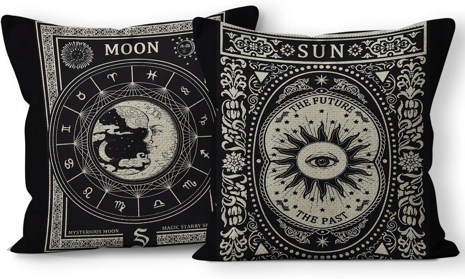 Tarot the Star Moon Linen Throw Pillow Case, 18 x 18 Inch Set of 2, Daughter Sister Astrology Tarot Lovers Gifts, Mom, Wife Gifts, Tarot Art Cushion Cover for Sofa Couch Bed Girl Room College Dorm