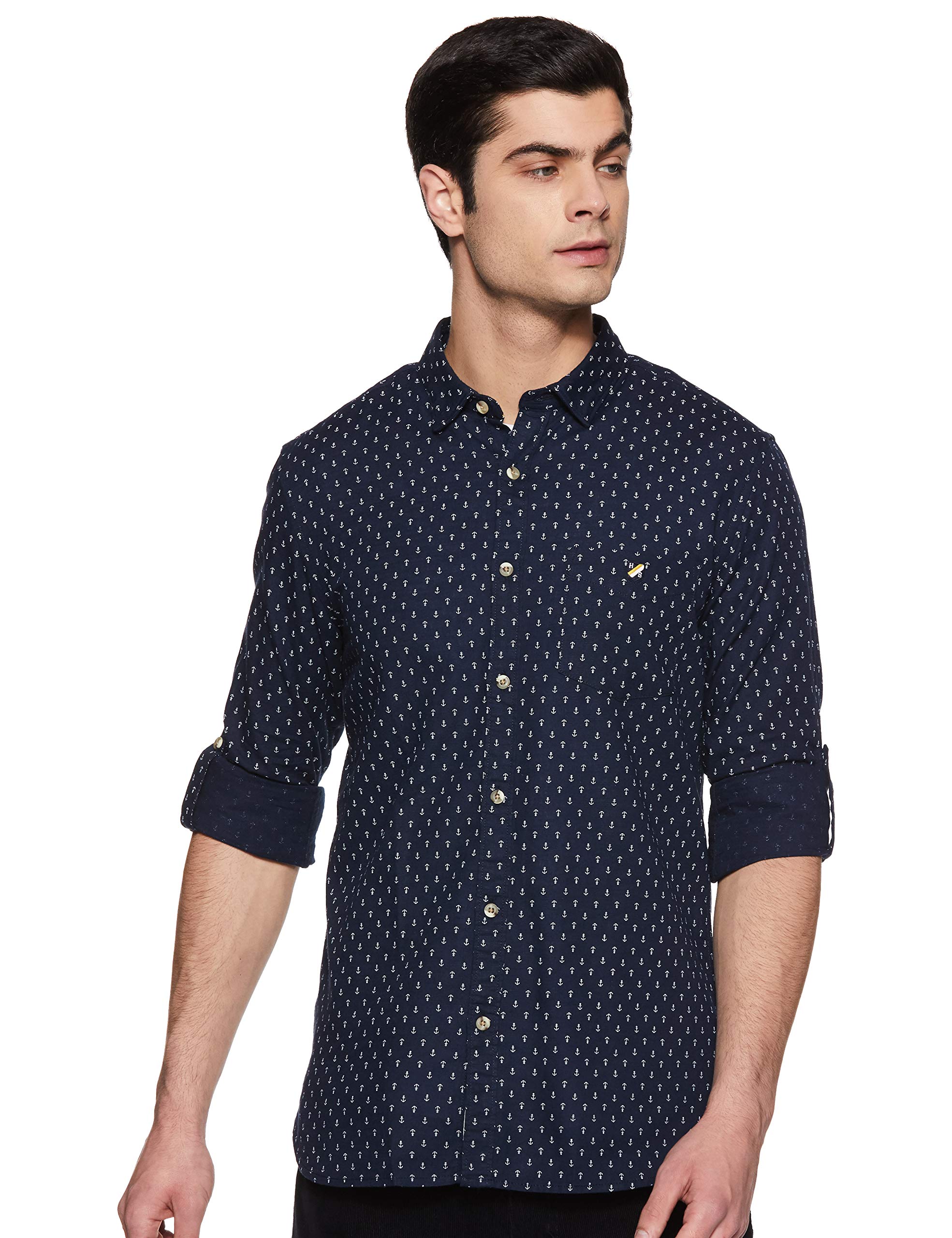 Amazon Brand - House & Shields Men's Printed Regular Fit Casual Shirt