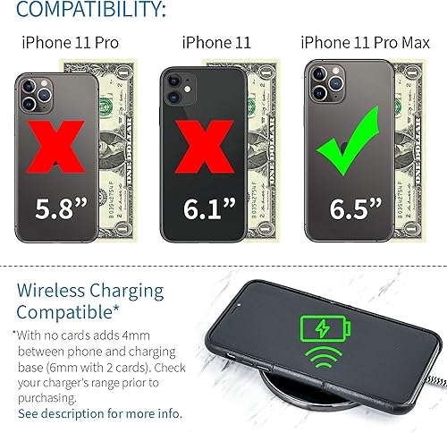 Miniatura 2 de Dockem Funda tipo cartera para iPhone 11 Placa de metal integrada para montaje magnético y 2 ranuras para tarjetas de crédito (padres)