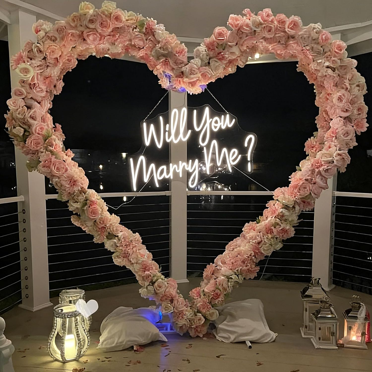Will You Marry Me Neon Sign 30inches Custom Wedding Dimmable Neon Light Sign Led Lights signs for Wedding Party Decor wedding Backdrop Home Wall Decor Gift for Her neon Art-White image 4