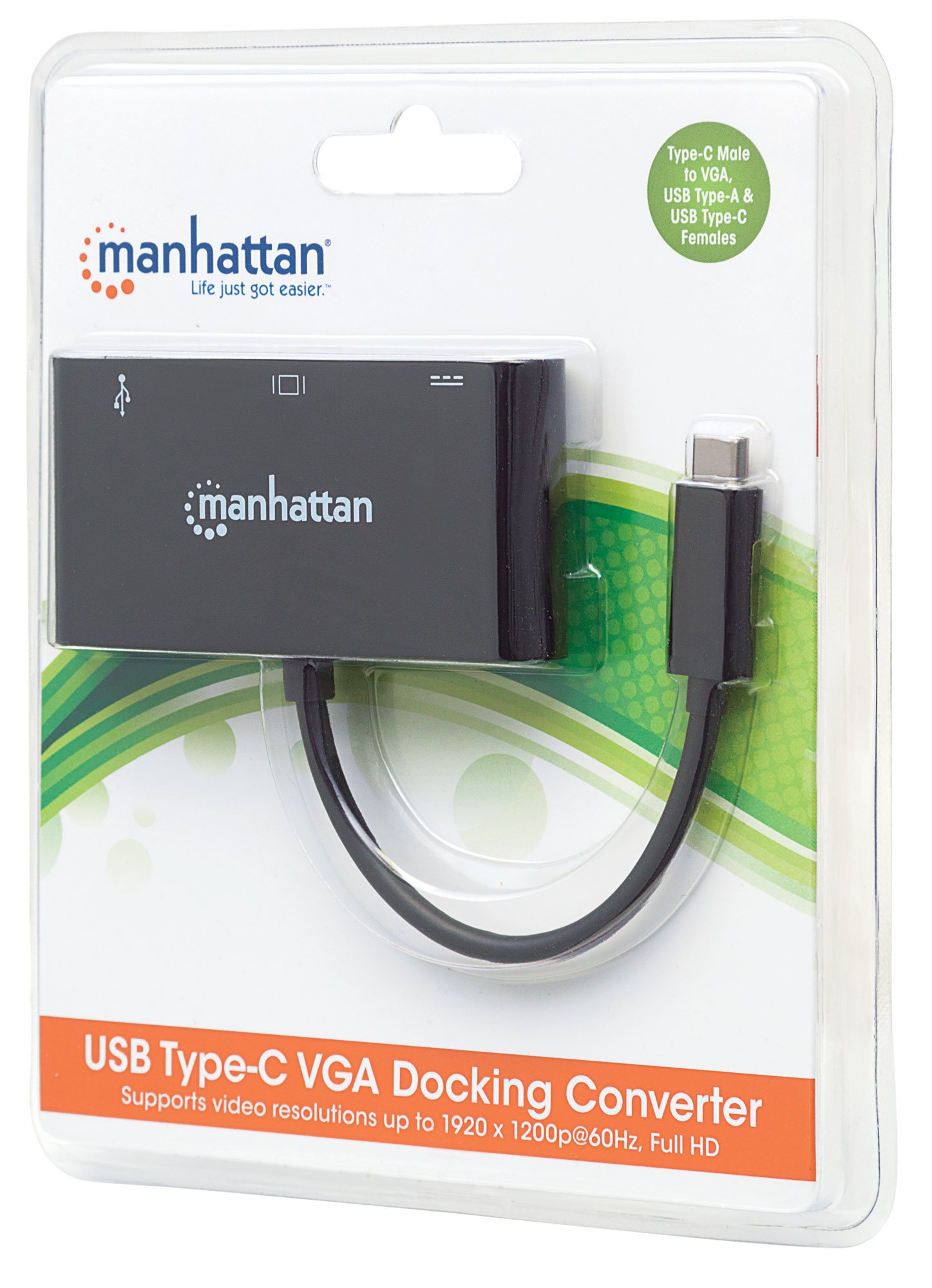 Manhattan VGA a HDMI Convertitore USB Type-C VGA Docking Converter Nero