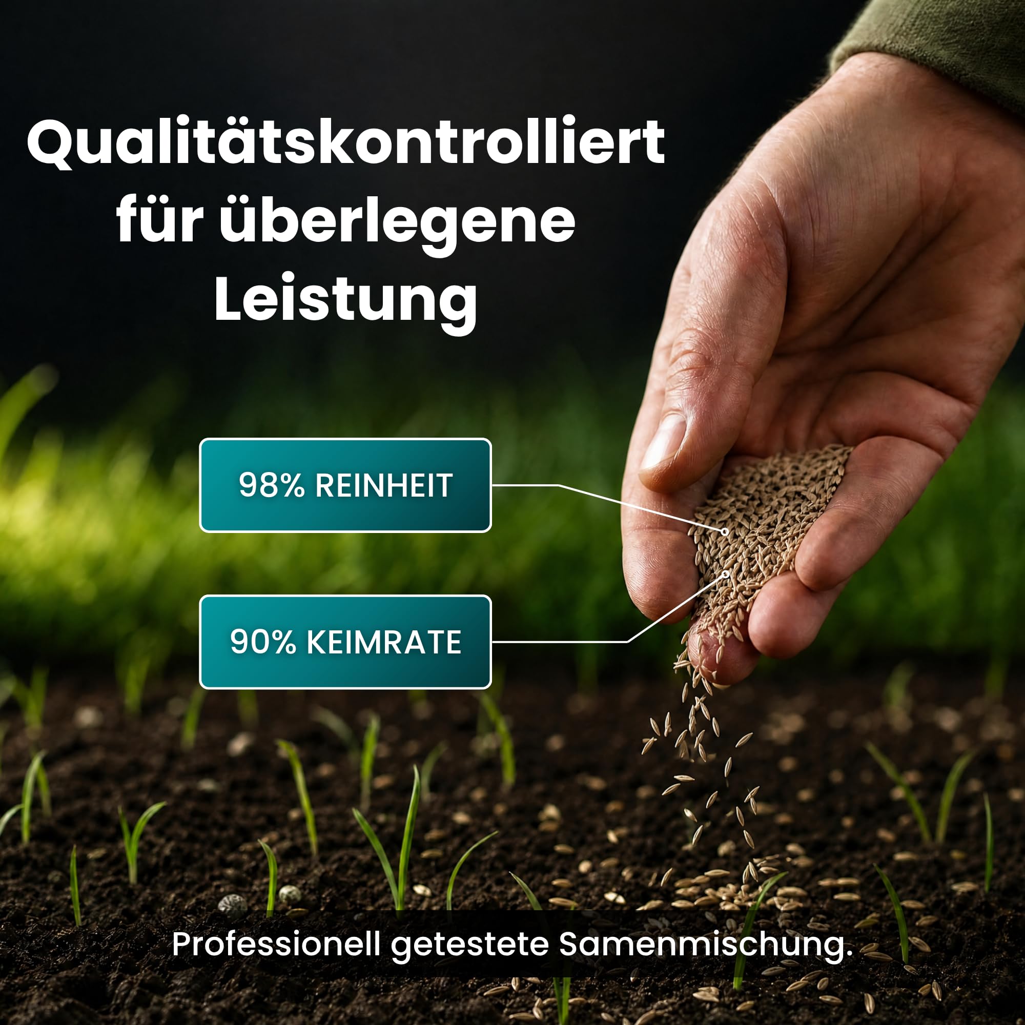 LERAVA Turbo Rasensamen schnellkeimend (360 m²) - Schattenrasen für kühle Gebiete - Leuchtend grüner & robuster Grassamen zur Nachsaat - Rasensaat für Frühjahr & Herbst