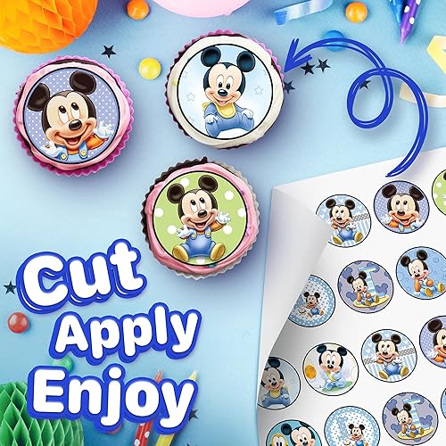 Miniatura 2 de 30 adornos comestibles para cupcakes  Colección inspirada en ratón bebé de decoraciones comestibles para tartas  Sin cortar comestible en hoja de