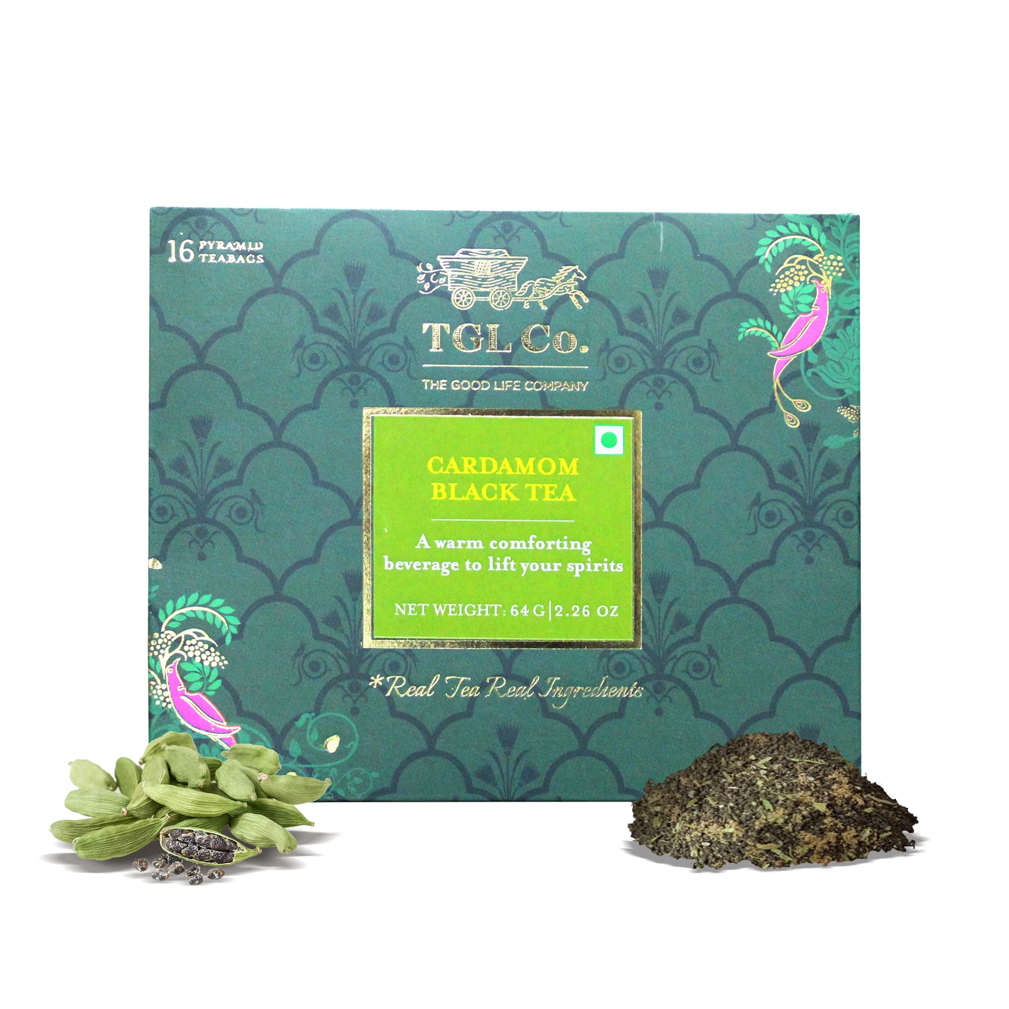 TGL Co. Cardamom Tea- 16 Tea Bags | No added Flavors | Masala Tea | Refreshing Aroma | Black Tea (B0D7CK3PS4) Amazon Price History, Amazon Price Tracker