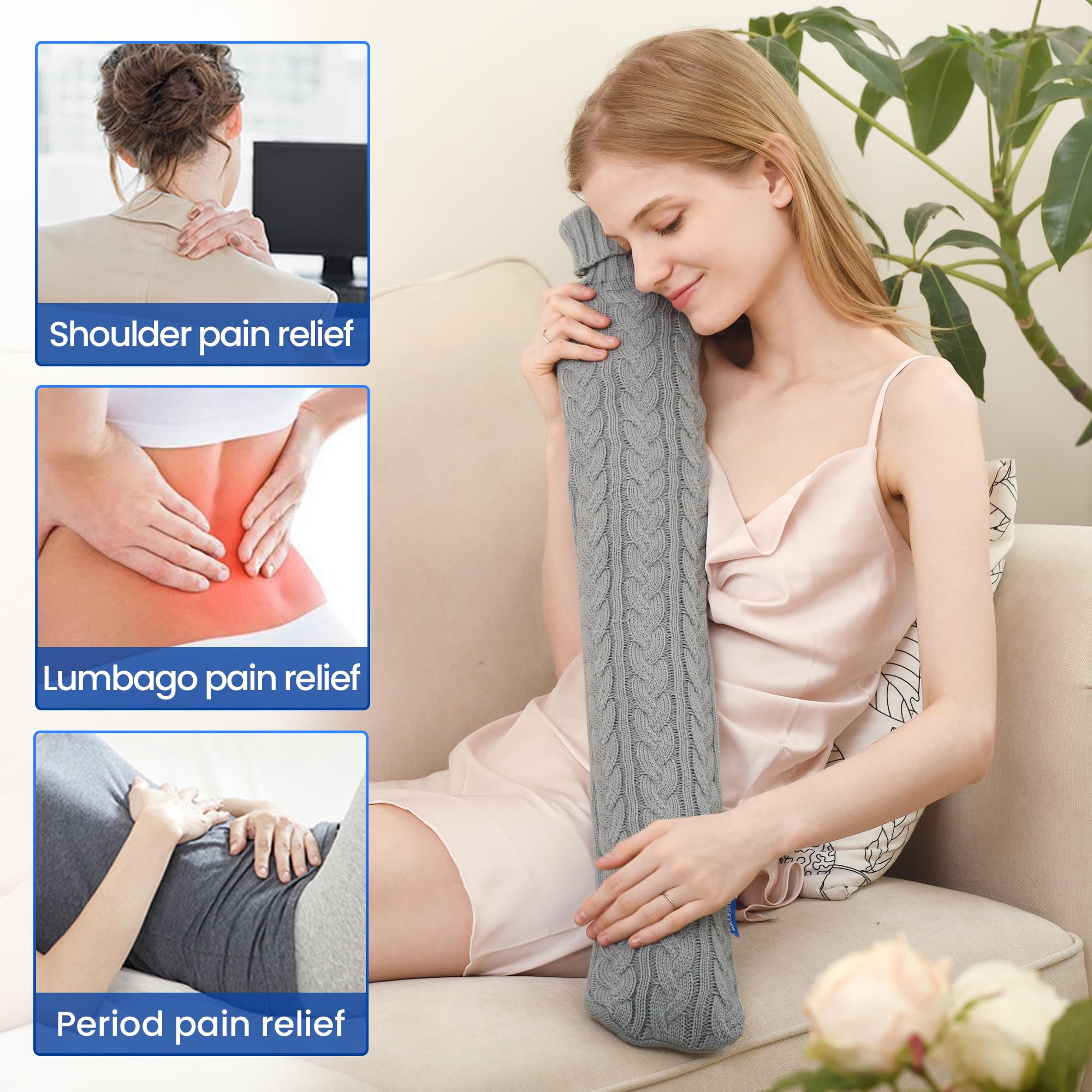 Hot Water Bottle with Knitted Cover - Pain Relief & Warmth -2 Hot Water Bottle with Knitted Cover - Pain Relief & Warmth -2
