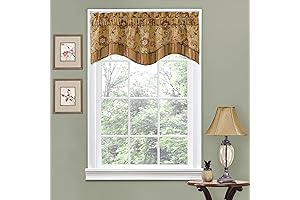 Waverly Traditions Navarra Farmhouse Scalloped Rod Pocket Valance For Windows in Bedroom,...