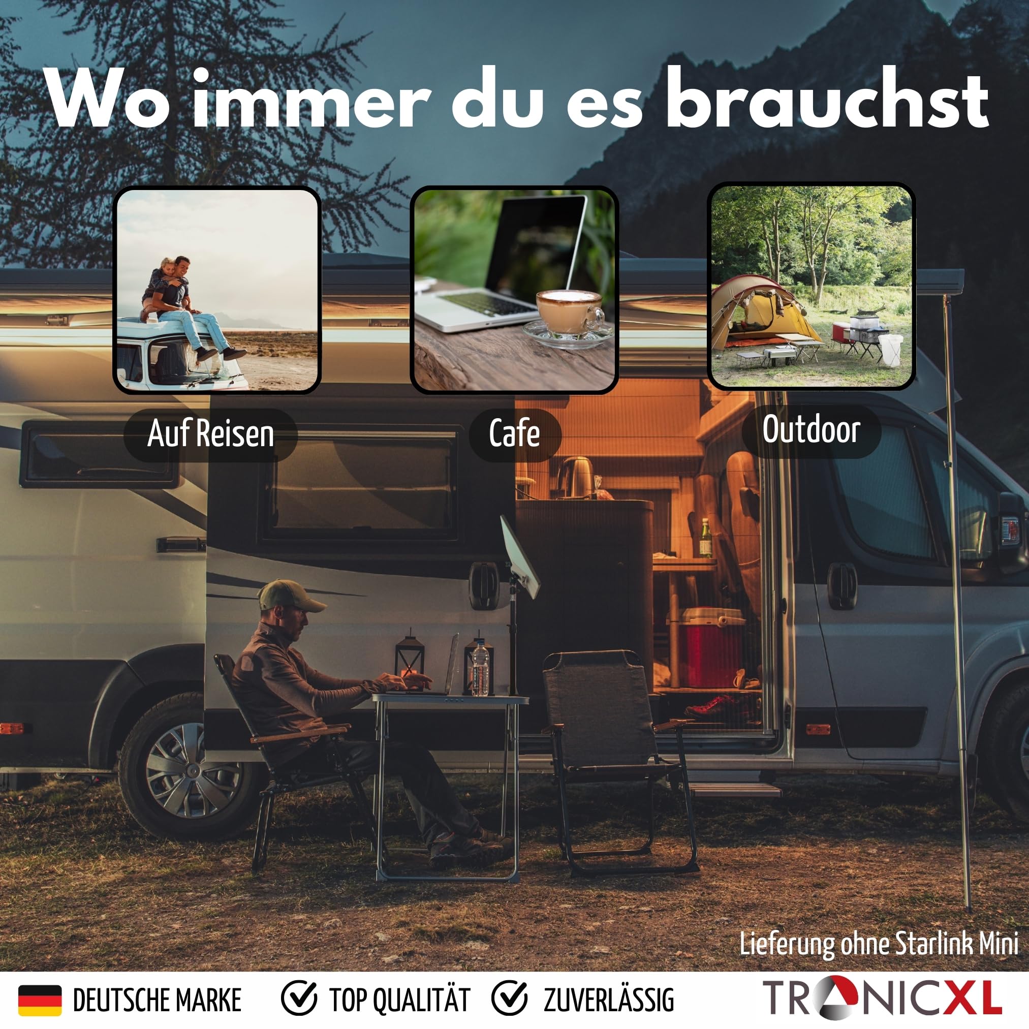 TronicXL Supporto a morsetto per mini antenna Starlink, supporto per treppiede, accessorio regolabile in altezza, morsetto per scrivania, camper, roulotte, campeggio