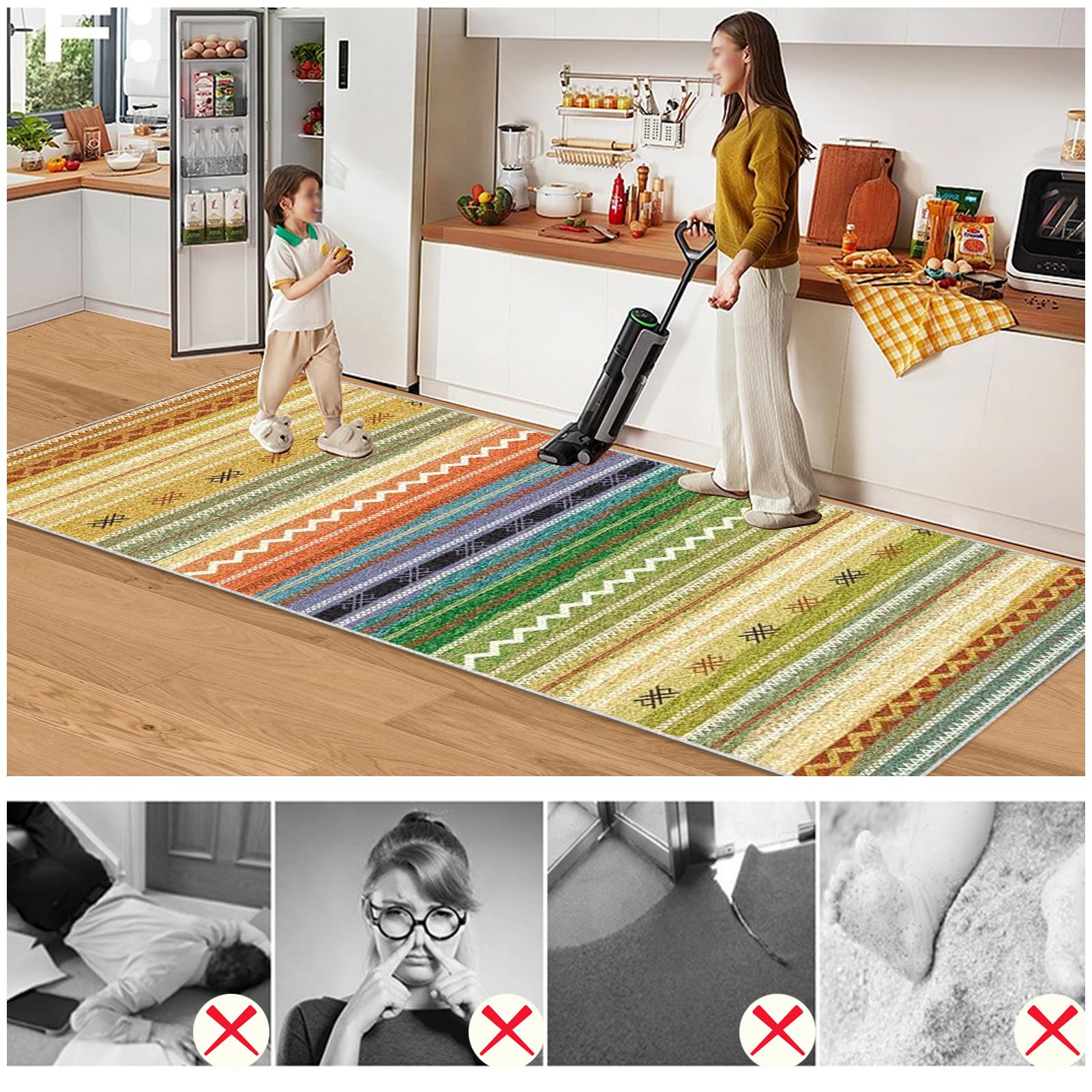 Dywan Biegacz Kuchenny Długi Dywan Runner Wejście Do Wnętrz 70 x 120 cm Chodnik Dywan Do Przejścia Kuchni Antypoślizgowy Zmywalny Dywan Chodnik Do Kuchni Wejście Sypialnia