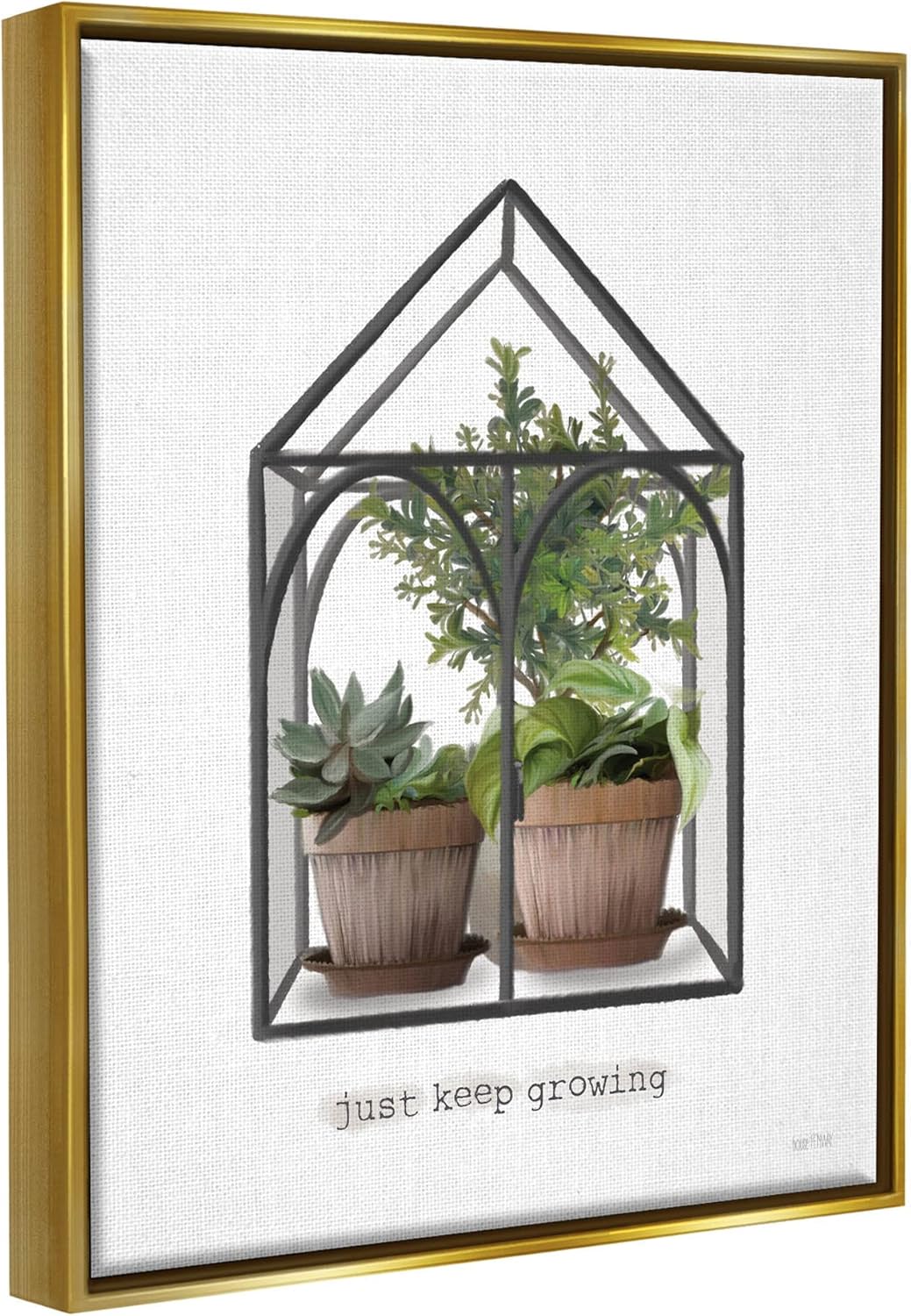 Stupell Industries Just Keep Growing Greenhouse Plants Floating Framed Wall Art, Design by House Fenway