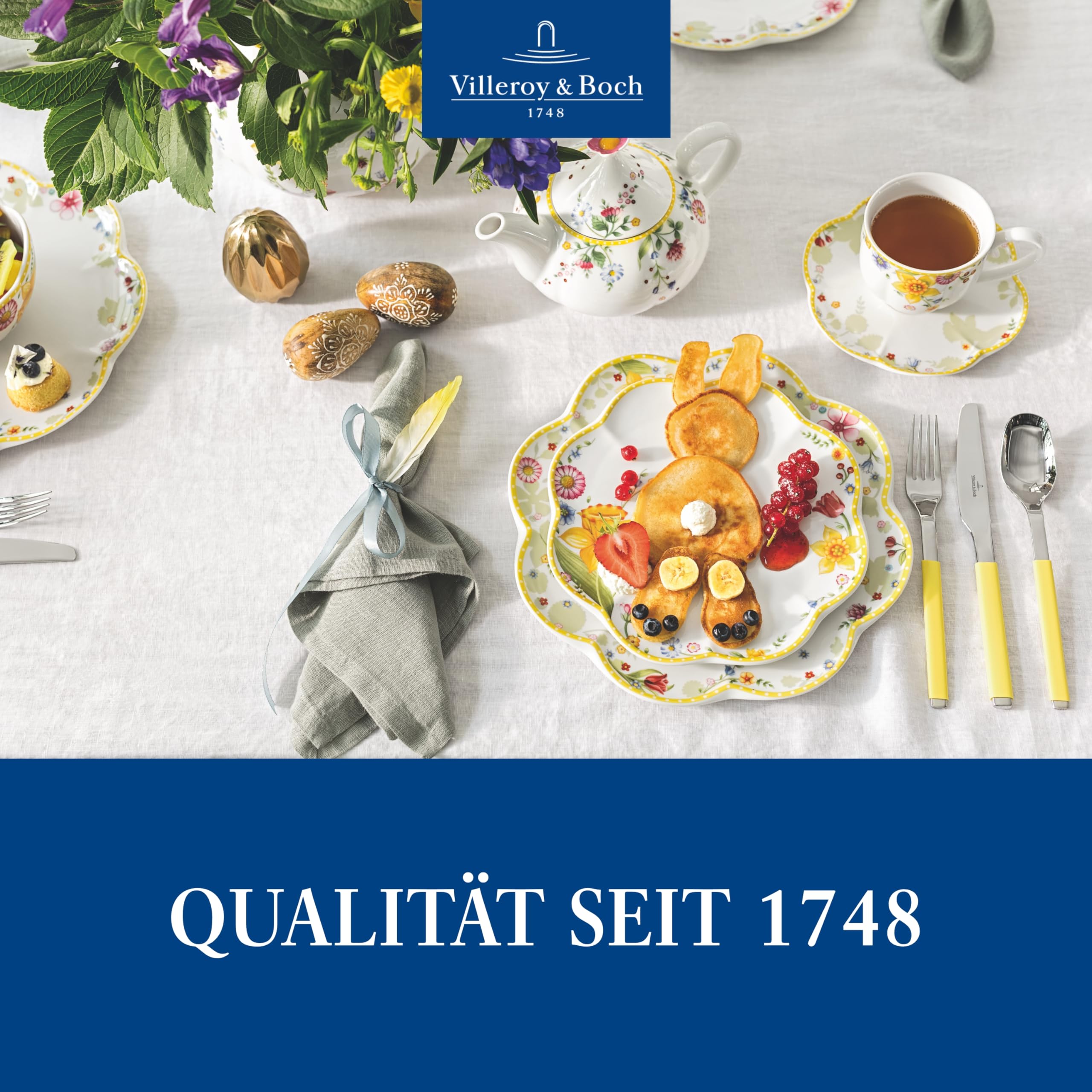 Villeroy & Boch Spring Awakening Plato para Desayuno o postres, Porcelana, Multicolor, Plato de Desayuno,Blanco/Colorido, 22 cm