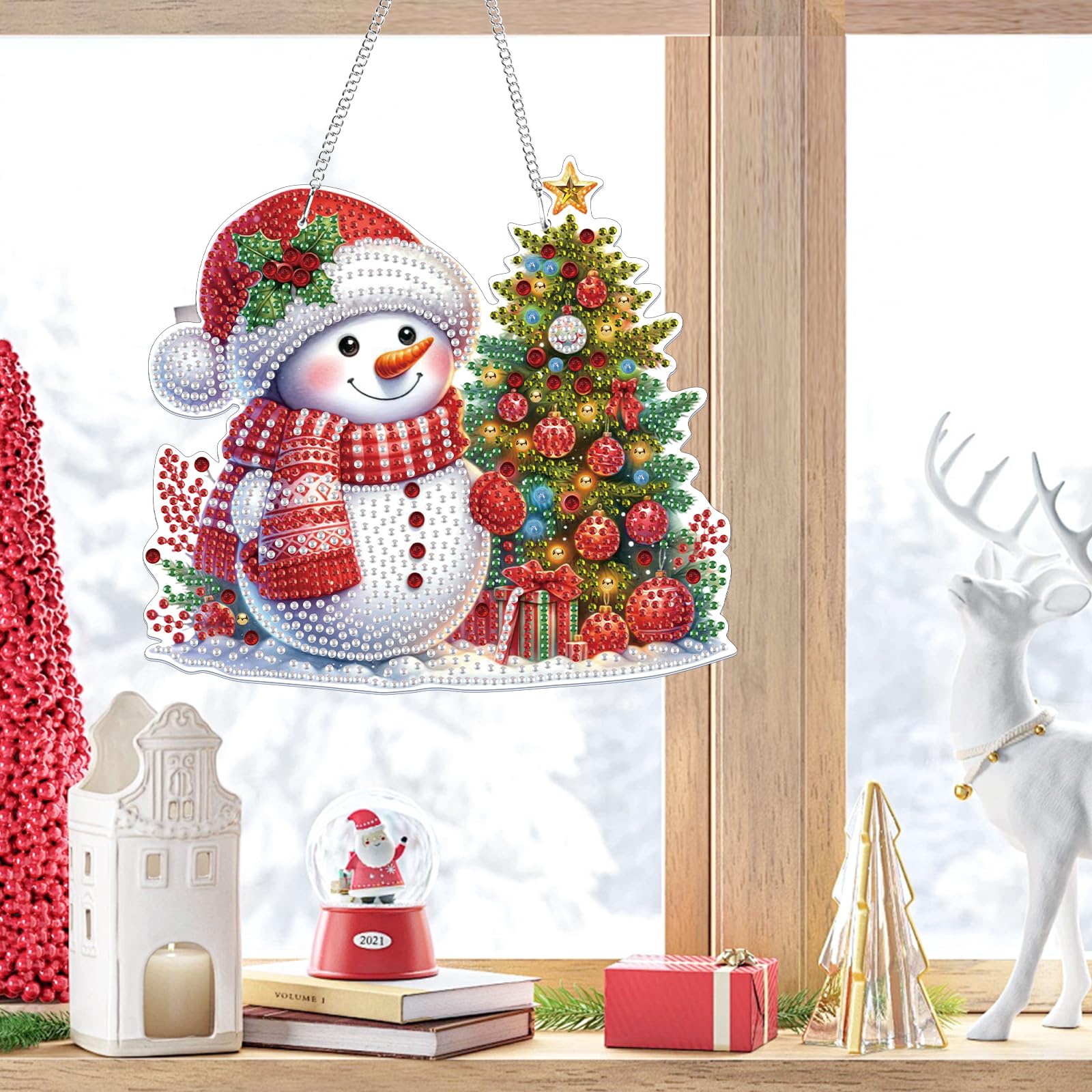 Lxmsja Christmas Diamond Art Hanging Ornaments with Chain - Image 2