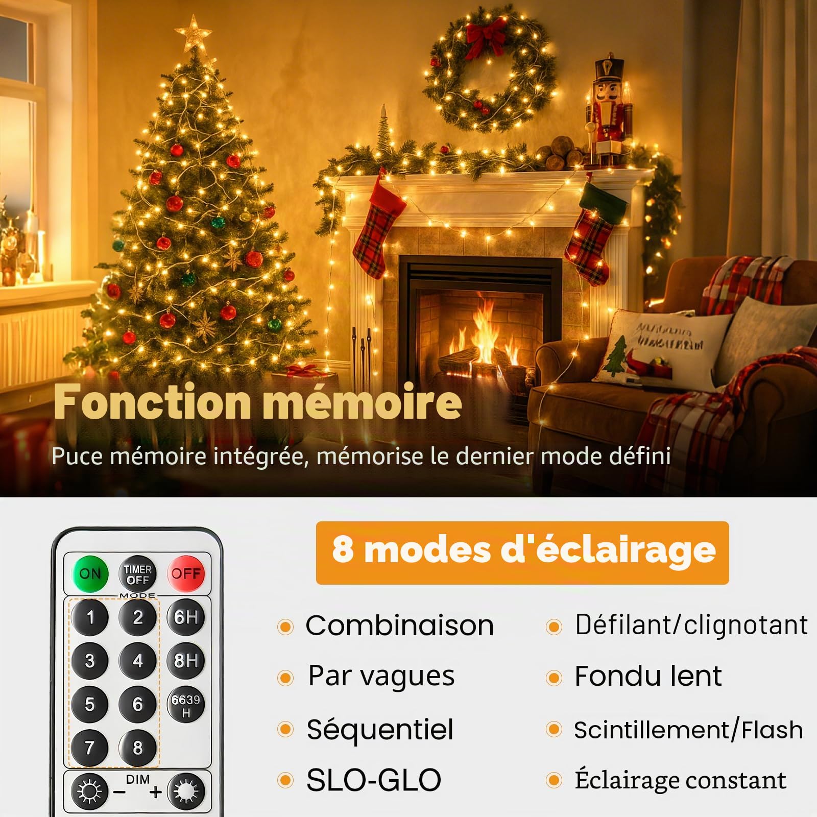 btfarm Guirlande Lumineuse Intérieur Extérieur avec Télécommande, 40M 400 LED Guirlande Lumineuse Sapin Decoration 8 Modes Étanche IP65 pour Chambre Fête Jardin (Blanc Chaud)