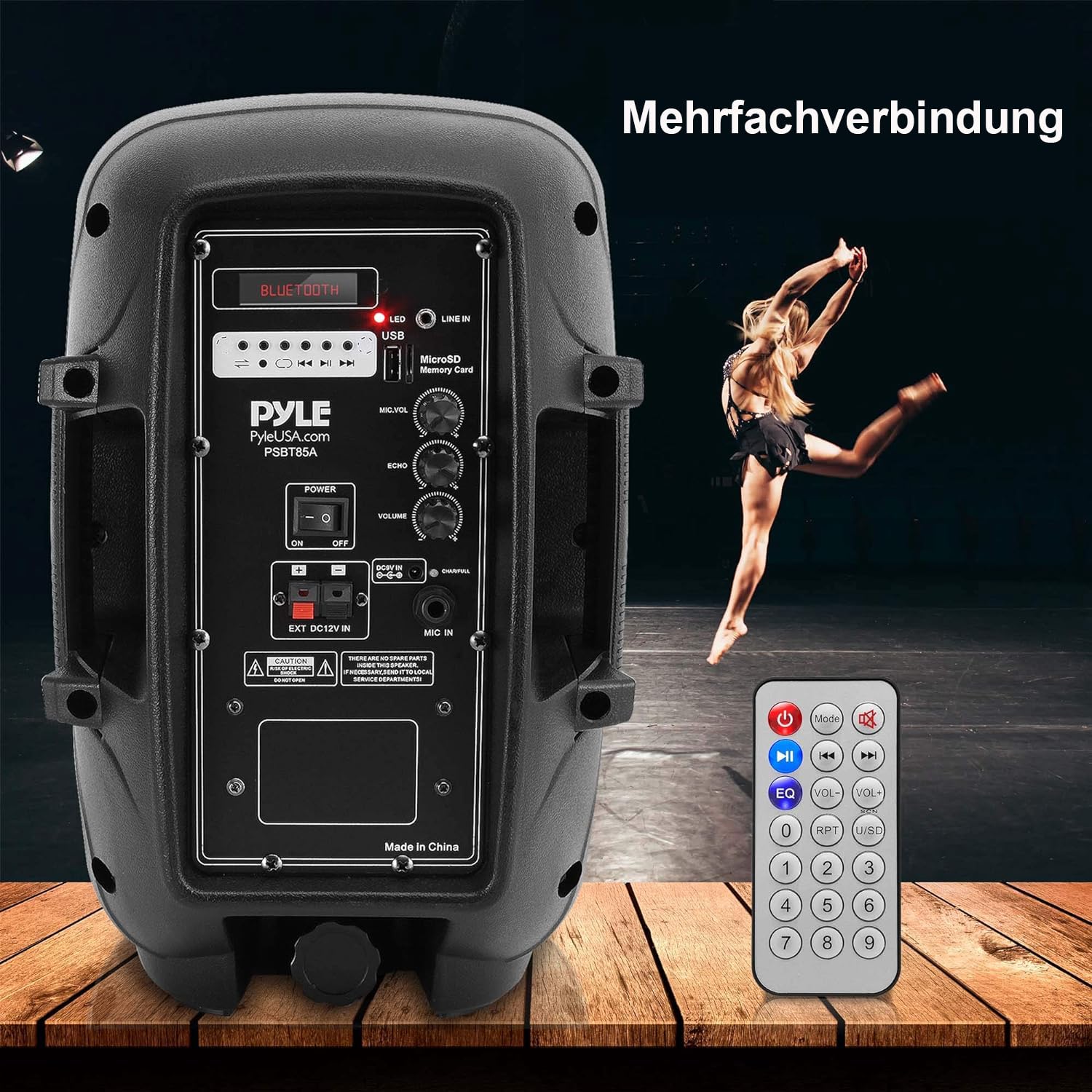 Pyle PA Musikbox, Partybox, Tragbare Karaoke Maschine mit Mikrofon, Party Lautsprecher mit Bluetooth, Sound Anlage 8'' Subwoofer, PA Anlage Komplettset, Karaoke Set LED-Akku-Anzeige, MP3/USB/SD, 800W