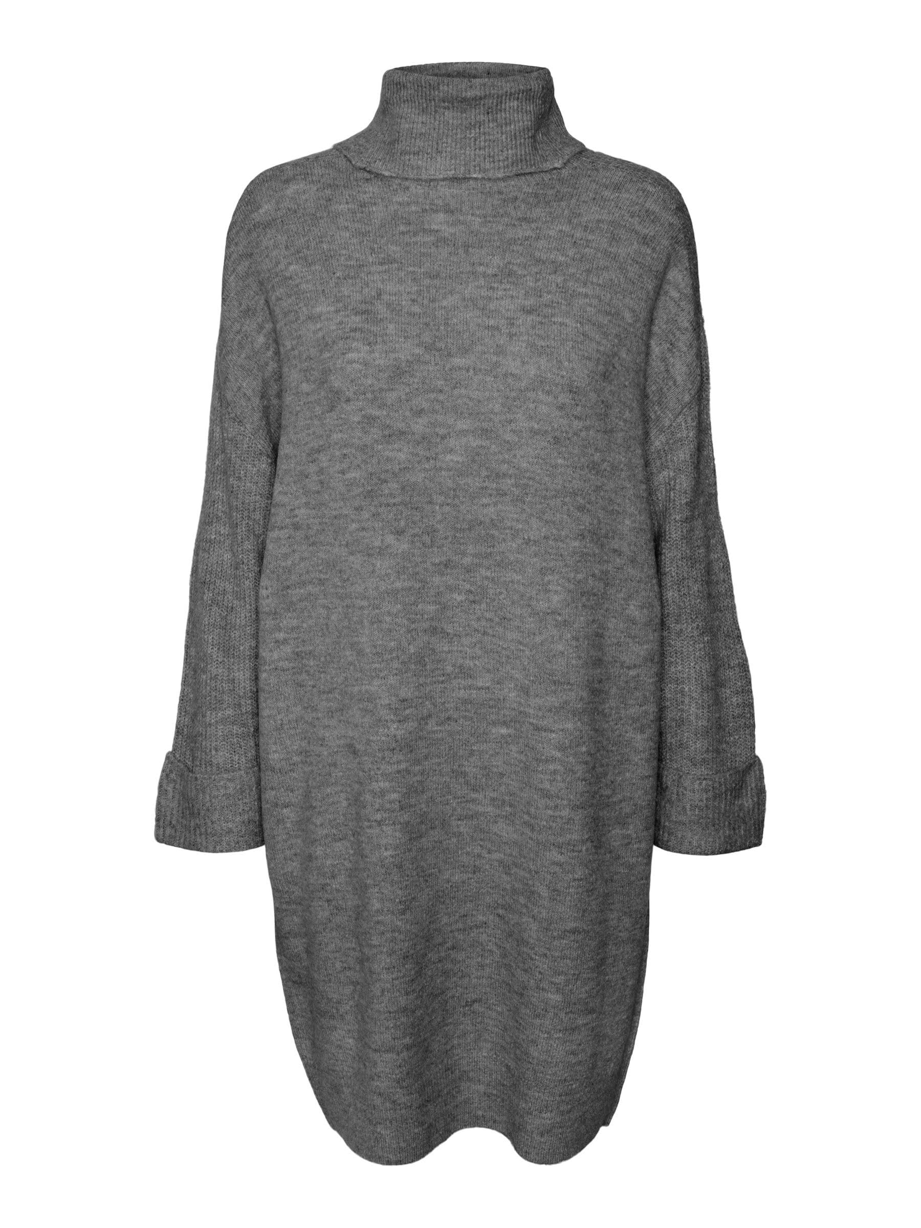 VERO MODA Women's Vmjupiter LS Cowlneck Short Dress Bf Dress, Medium Grey Melange, M