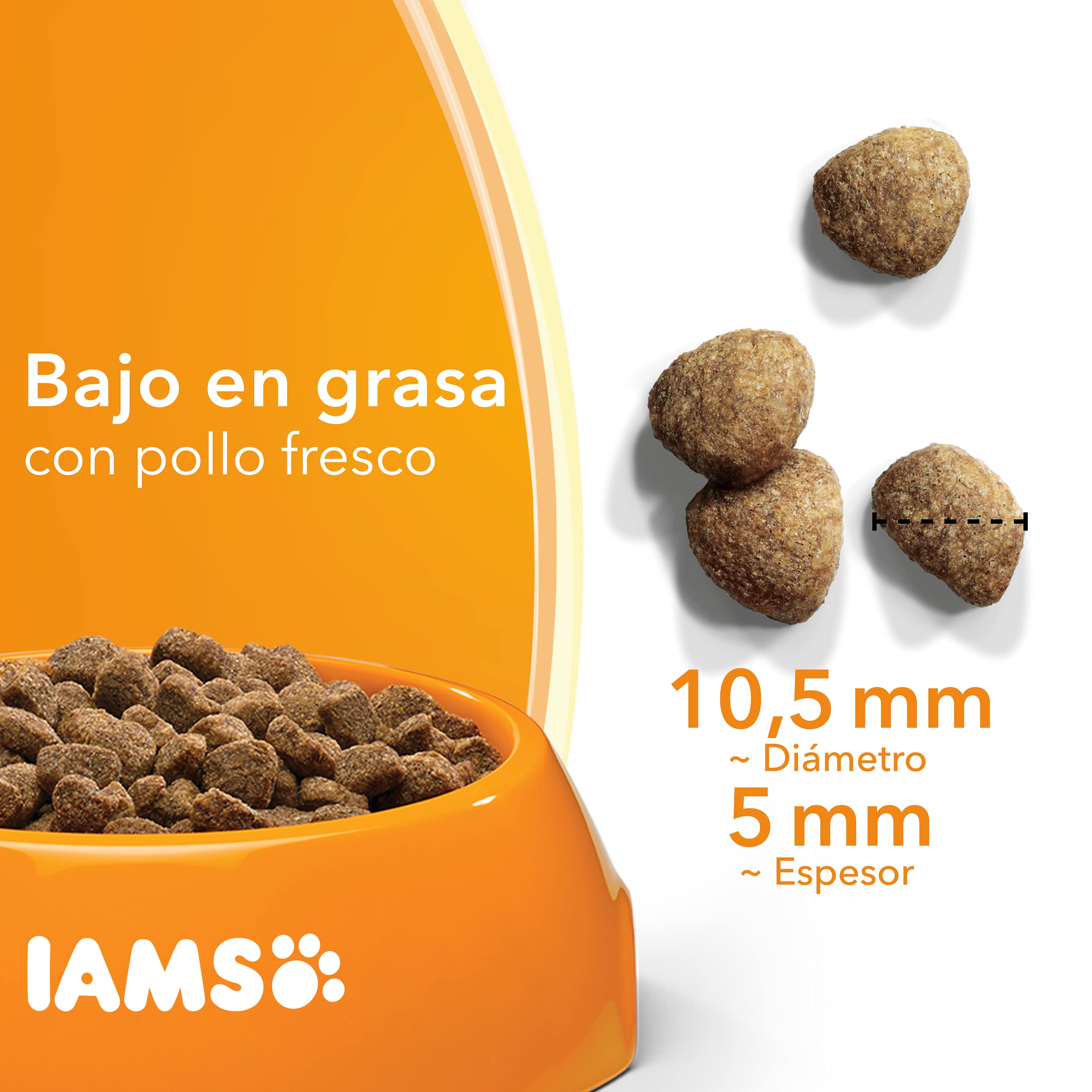 IAMS for Vitality Bajo en Grasa - Alimento seco para Gatos Adultos y de Edad Avanzada (más de 1 año) con Pollo Fresco, 10 kg