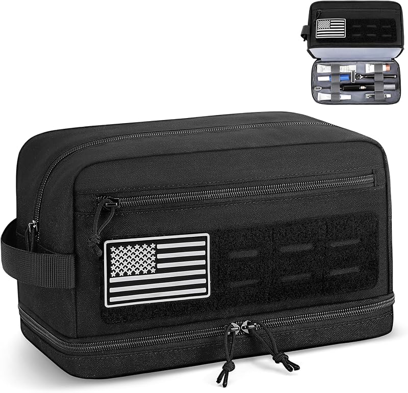Necessaire de viagem ETRONIK com dois compartimentos, sistema MOLLE e tecido resistente à água, preta, XSB012-L