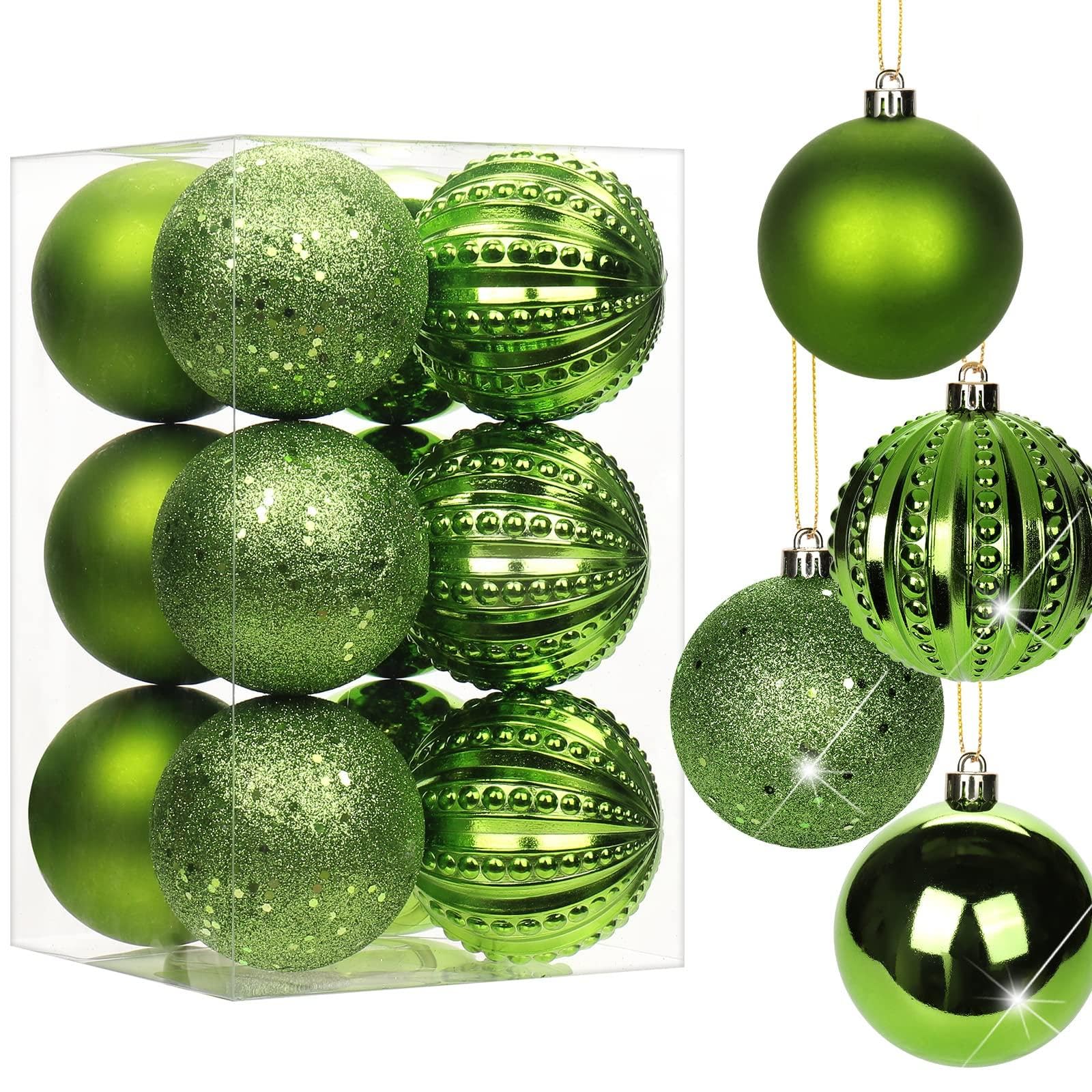 Briful 12PCS 8CM Christmas Baubles, Christmas Tree Decorations Xmas Hanging Ornaments Small Shatterproof Balls for Home Festival Gifts Xmas Decorations