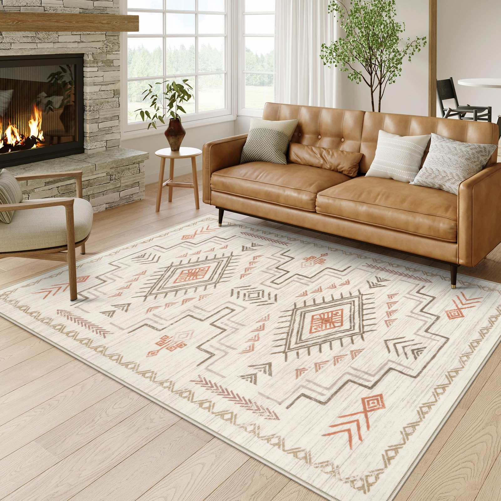 Amazon.com: STARUIA Moroccan Washable Rug 5x7, Beige Neutral Geometric ...