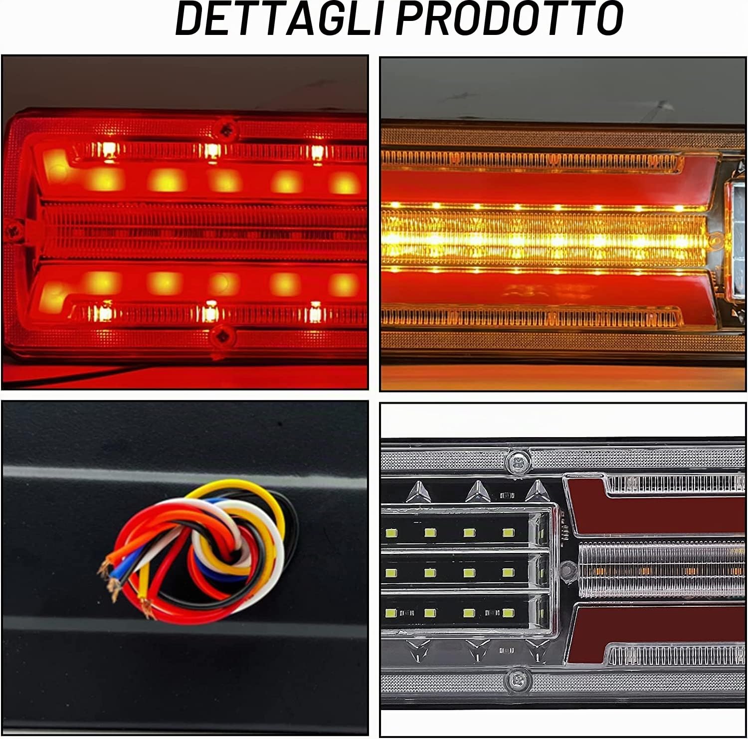 2PCS Fanali Posteriori Rimorchio 24V,62 LED Luci di Stop Posteriori Integrato Freno Indicatore di Direzione/Luce di Corsa/Luce di Inversione per Rimorchio Pickup RV Camper UTV UTE Vans