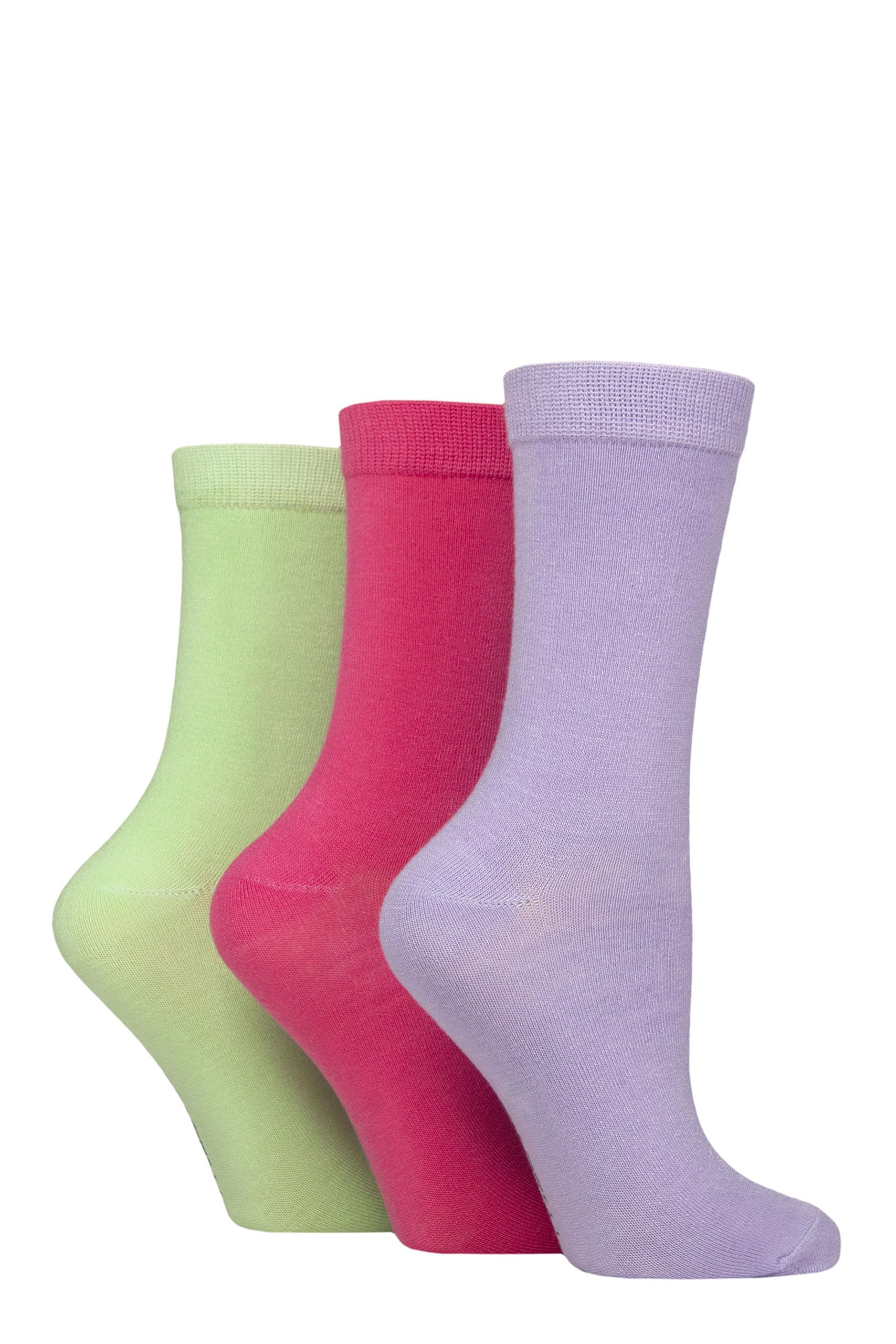 Sockshop Women's Lilac / Pink / Lime Wildfeet Plain Bamboo Socks Pack Of 3 (Uk, Numeric, 4, 8, Regular, Regular, Lilac/Pink/Lime)