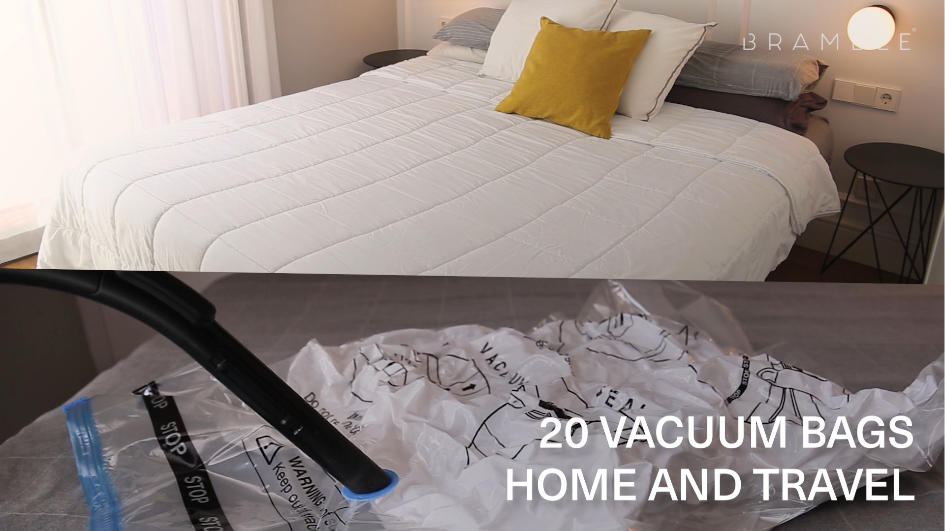 20 Sacs De Rangement Sous Vide BRAMBLE Avec Pompe - 7 Tailles Pour Vêtements, Couettes | Voyage