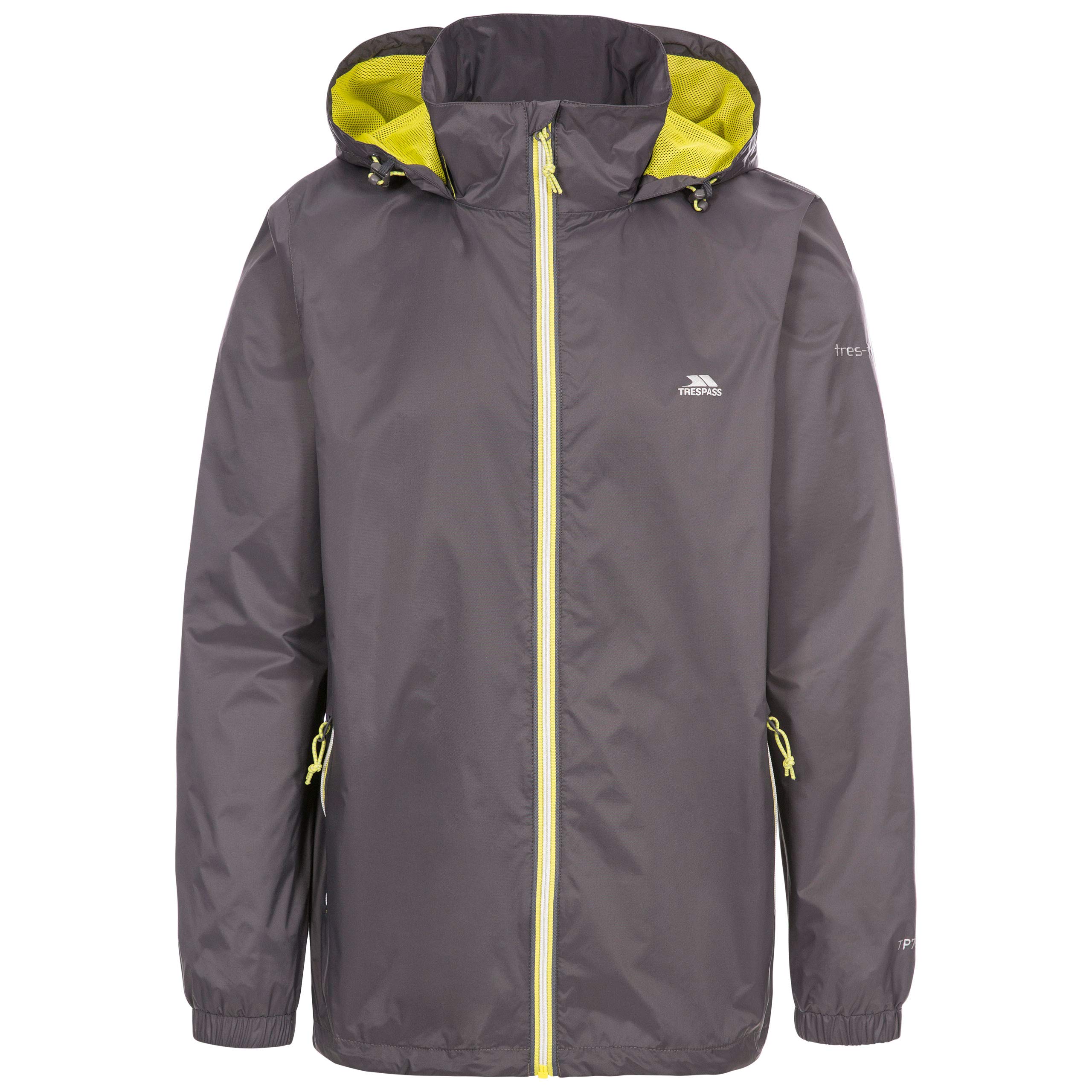 Trespass Men's Carbon Adjustable Hood Folds Into Collar Waterproof Jacket - Briar