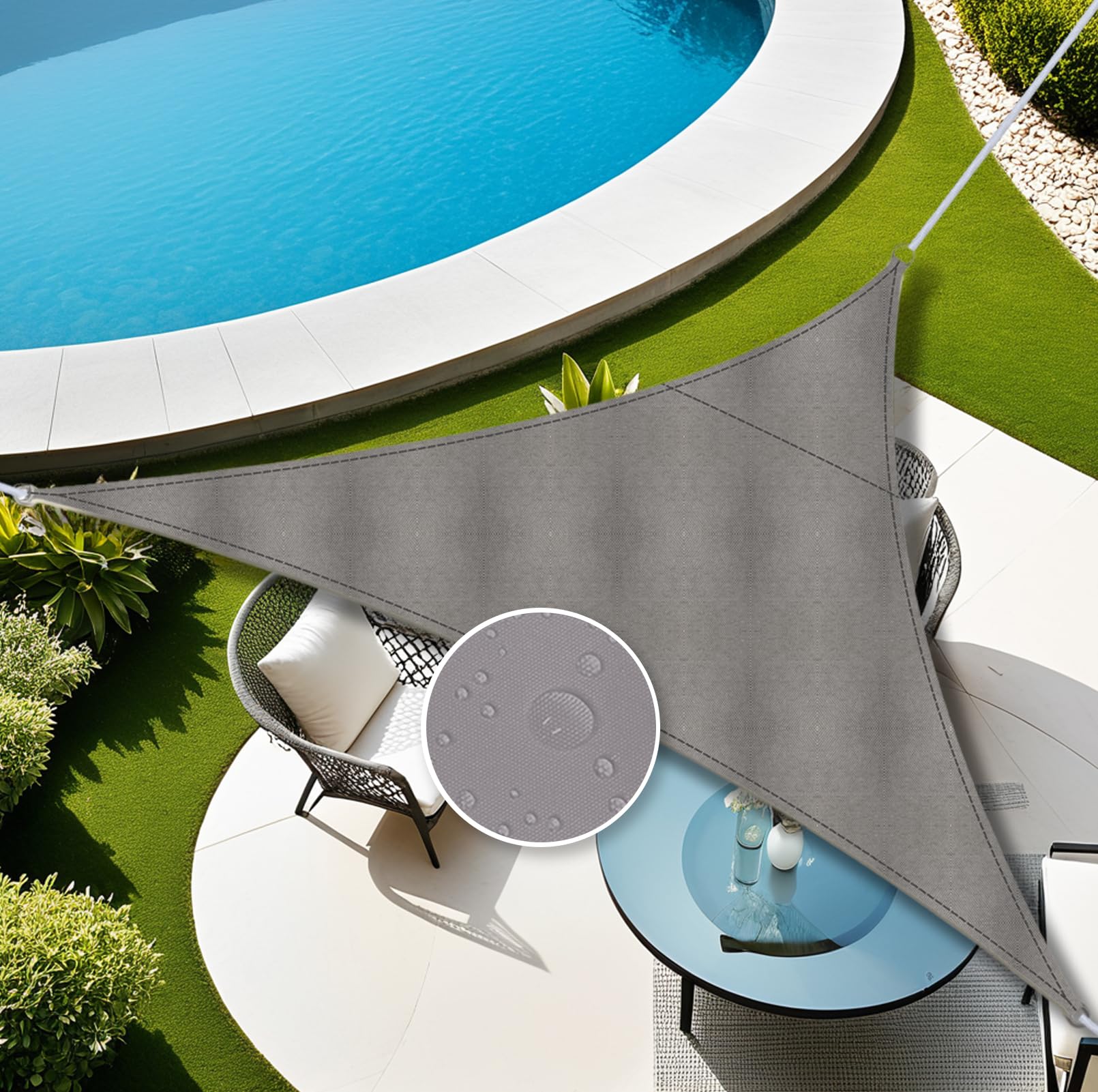 Auvent imperméable gris 5x5x5m, bâche de protection extérieure et toile de balcon en polyester