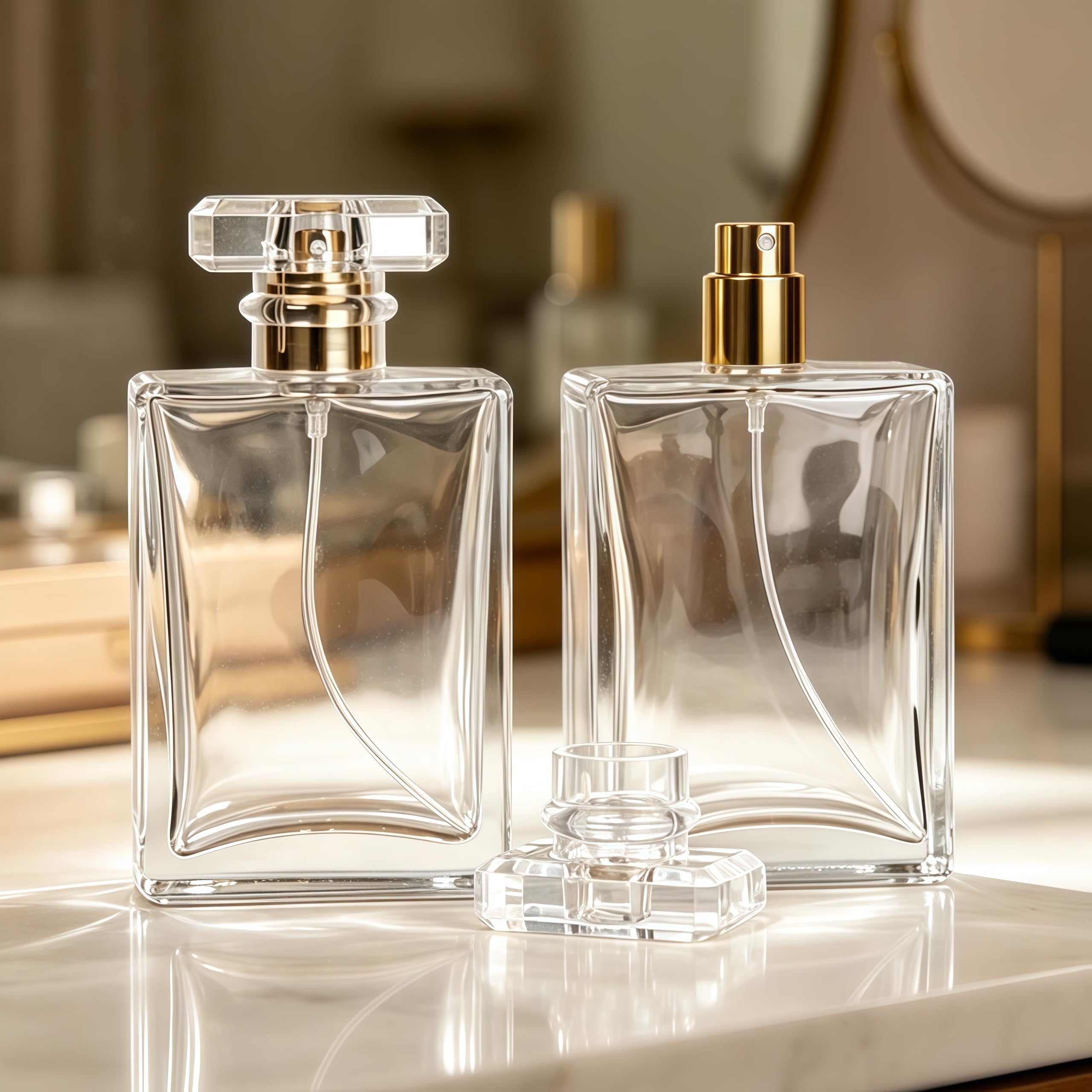 Parfümzerstäuber aus klarem Glas, nachfüllbar, 100 ml