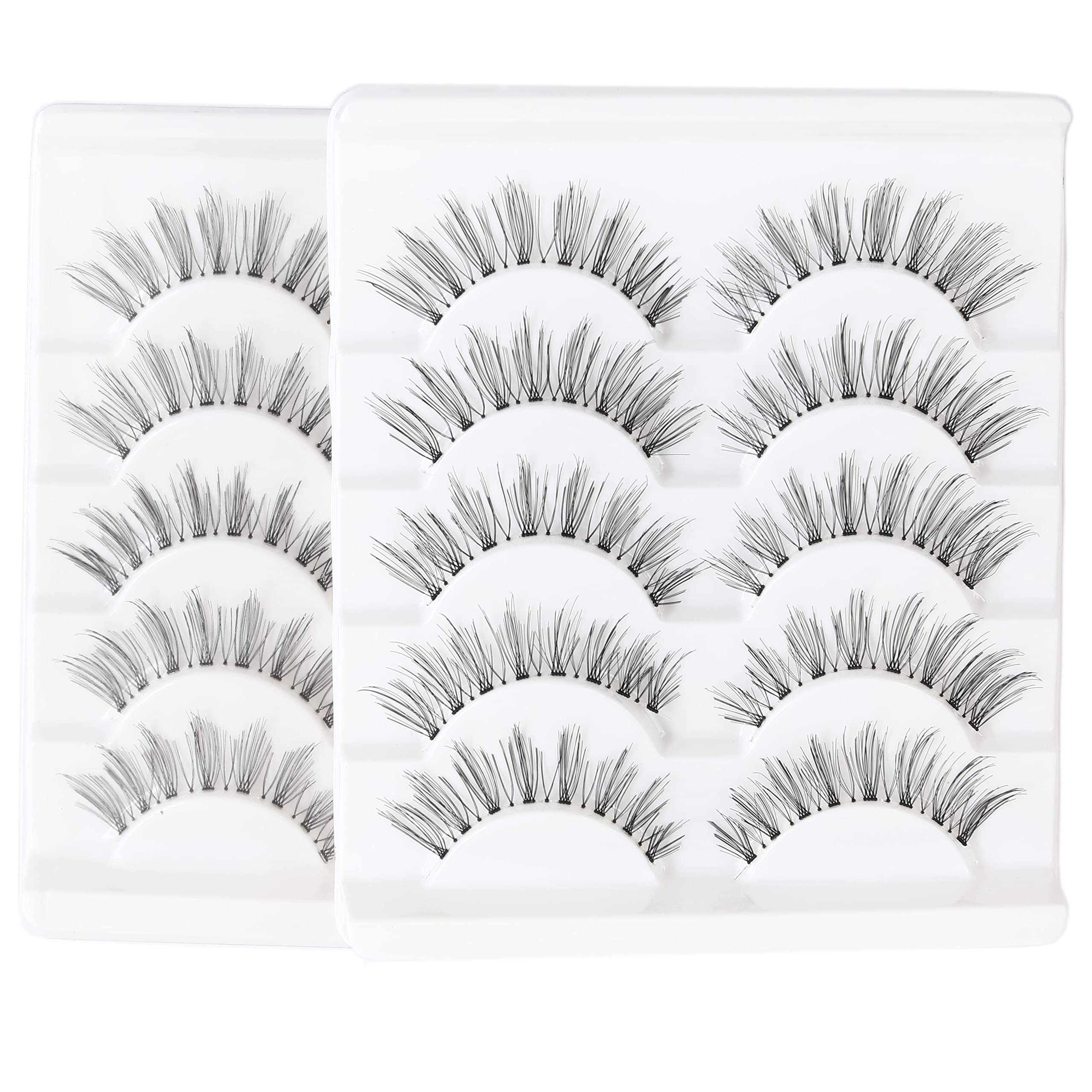 KFZR 10 Pairs False Eyelashes Lashes Natural Look Reusable Fake Eyelashes Handmade 3D Black (807)